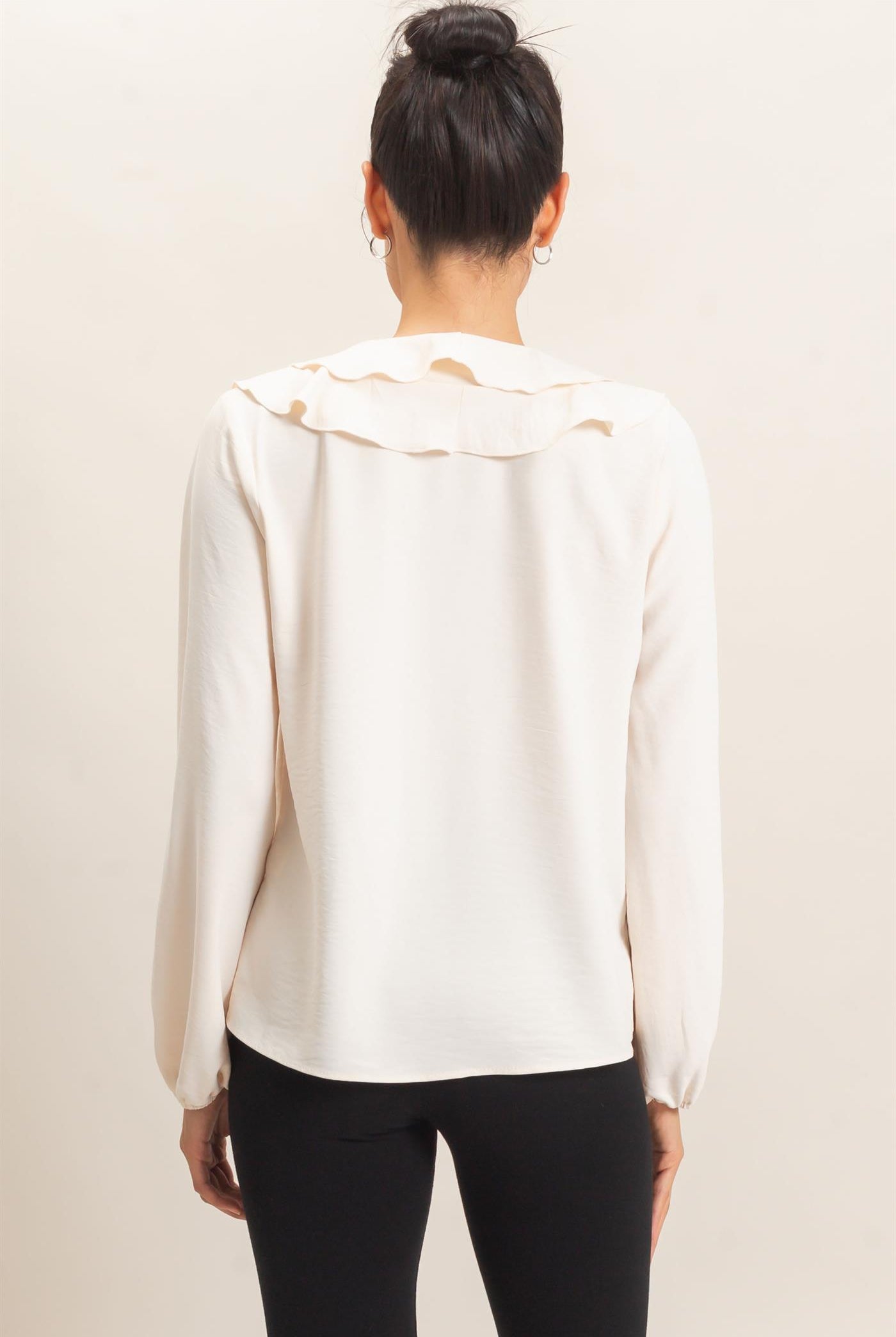 Wholesale Ruffled V-Neck Button-Up Blouse Blouses HF26C739 ALPACA HYFVE