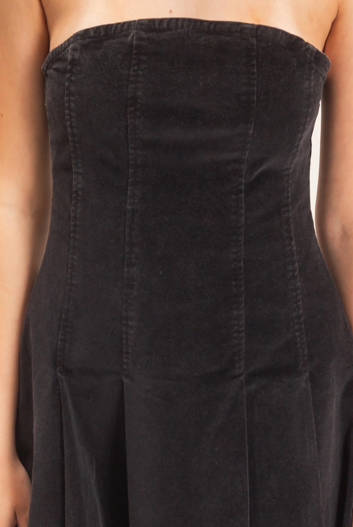 Wholesale Strapless Mineral Wash Dress Dresses HF26F215 BLACK HYFVE