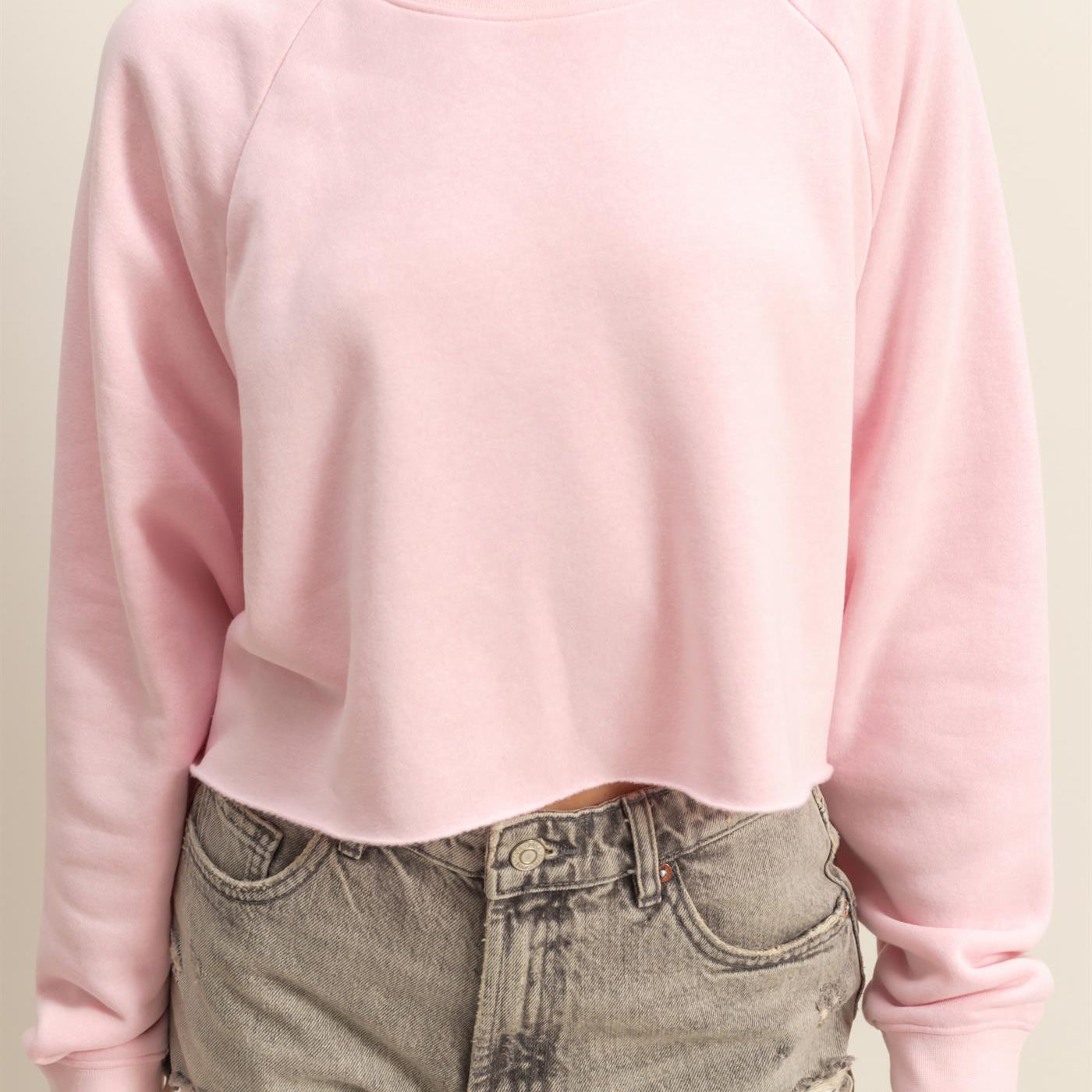 Wholesale Laid Back Crop Sweatshirt Sweatshirts DZ25C445 SOFT PINK DOUBLE ZERO