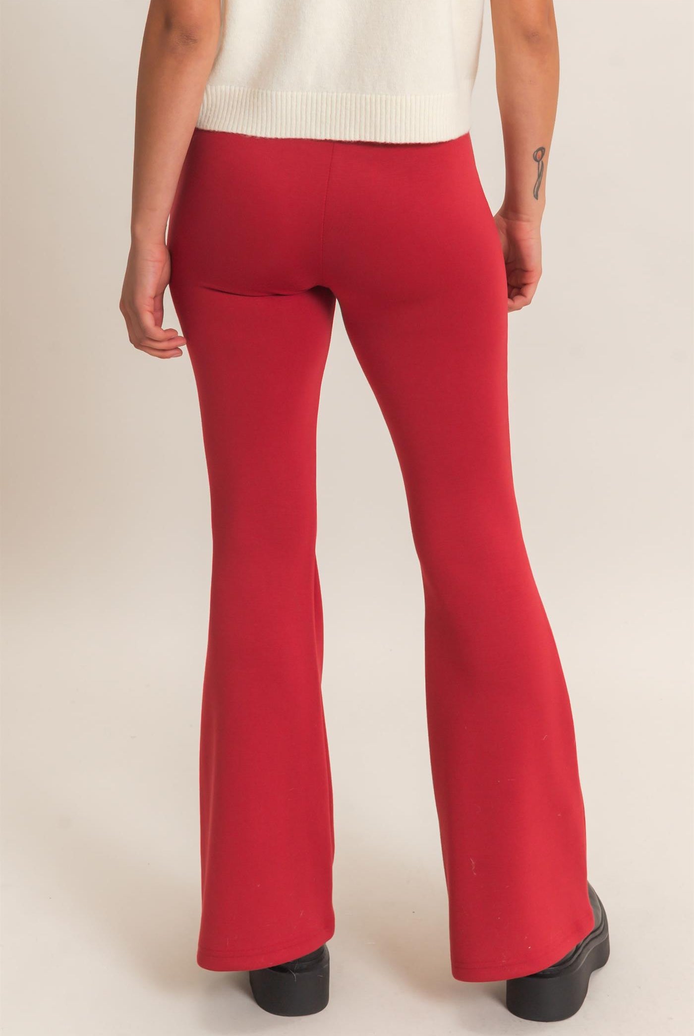 Wholesale Flared Elastic Waist Pants Pants DZ26E393 DARK RED DOUBLE ZERO