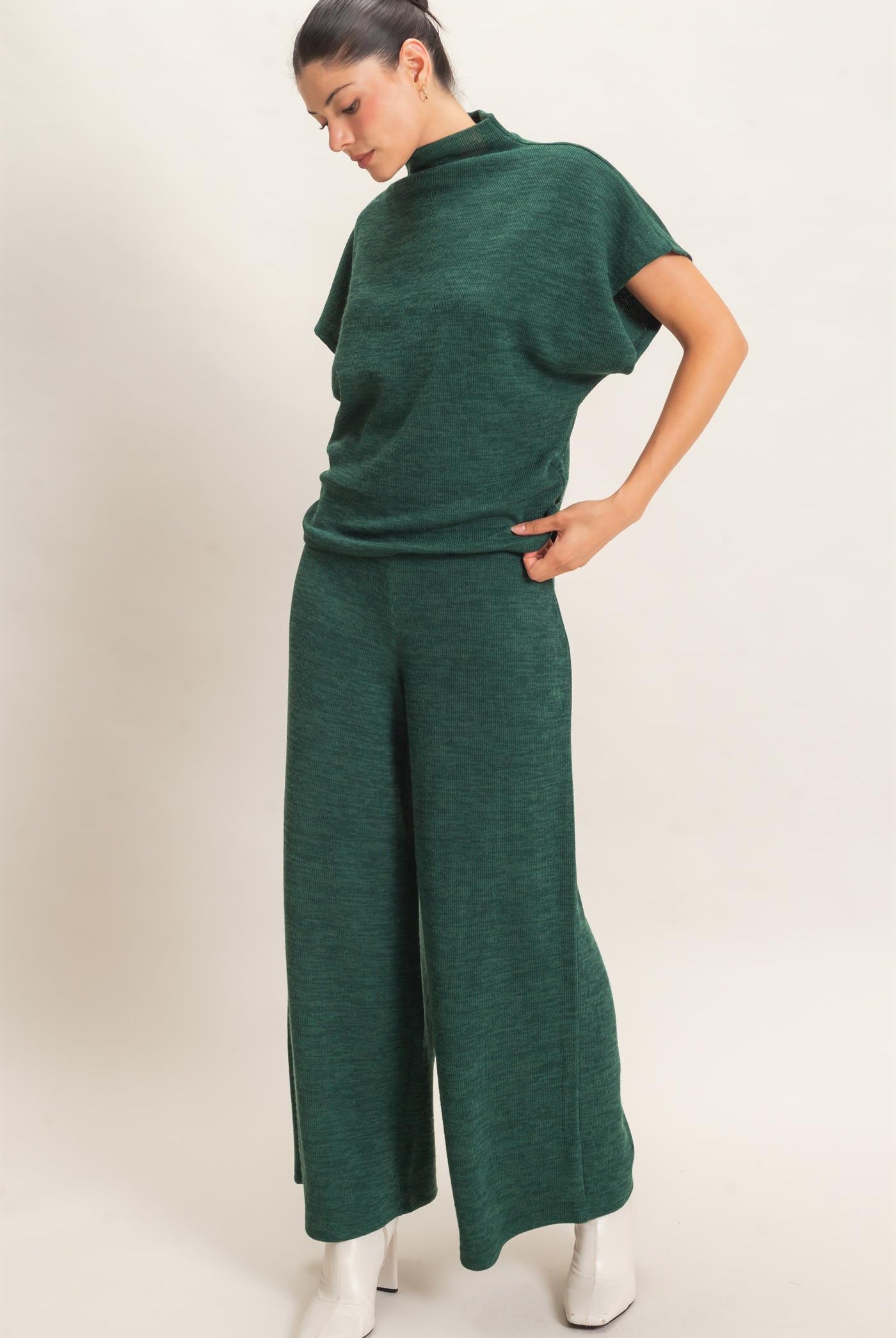 Wholesale Dolman Sleeve Top And Pant Set Clothing HF26F225-SET-D D.GREEN HYFVE
