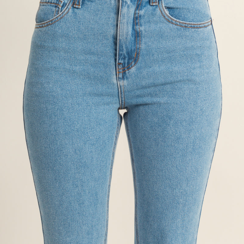 Wholesale High-Waisted Flared Jeans Pants DZ23A834 MEDIUM BLUE DOUBLE ZERO