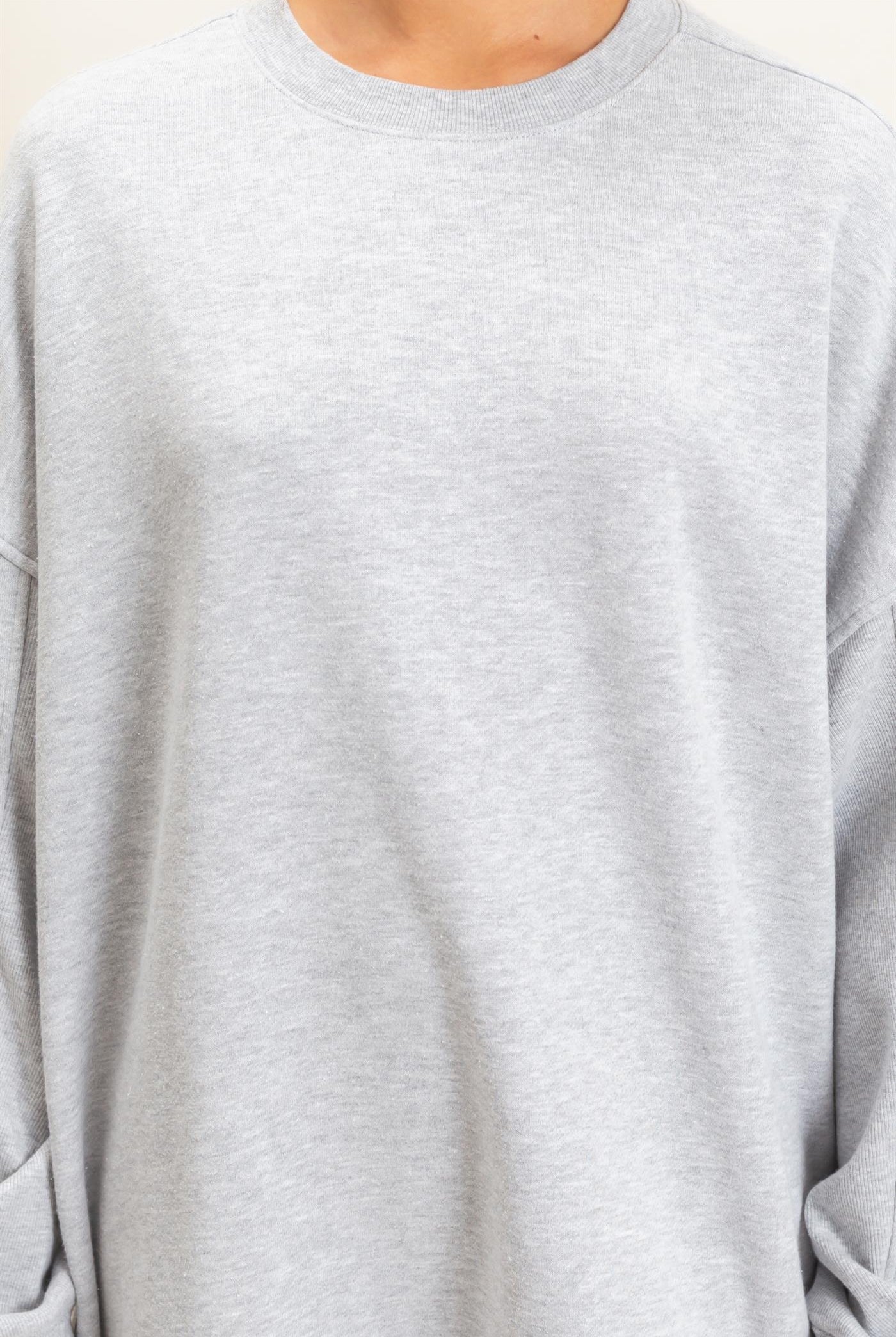 Wholesale Acid Wash Crew Neck Long Sleeve Sweatshirt Sweatshirts DZ26E268 HEATHER GRAY DOUBLE ZERO