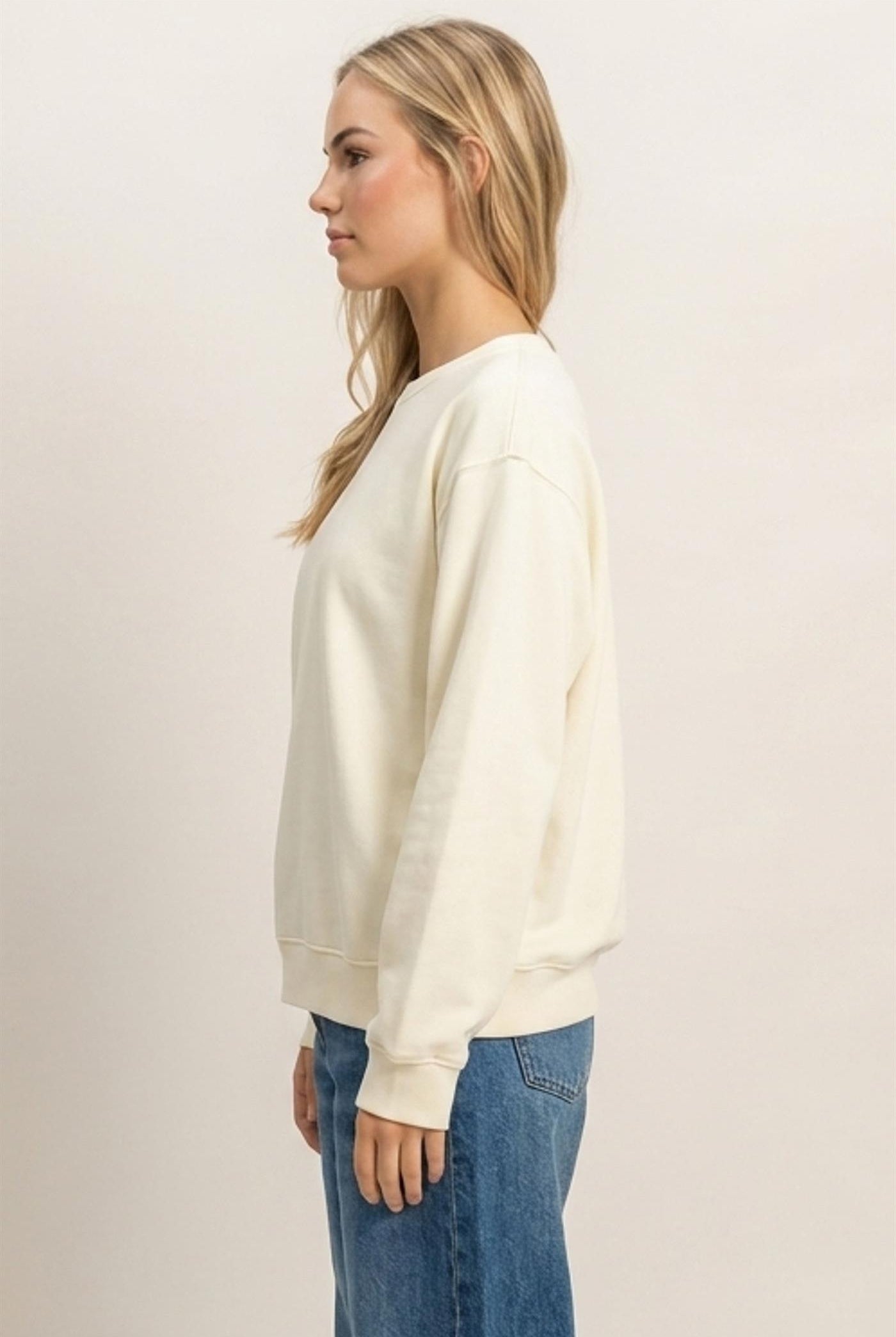 Wholesale Mineral Wash Crew Neck Sweatshirt Sweatshirts DZ26E990 CREAM DOUBLE ZERO