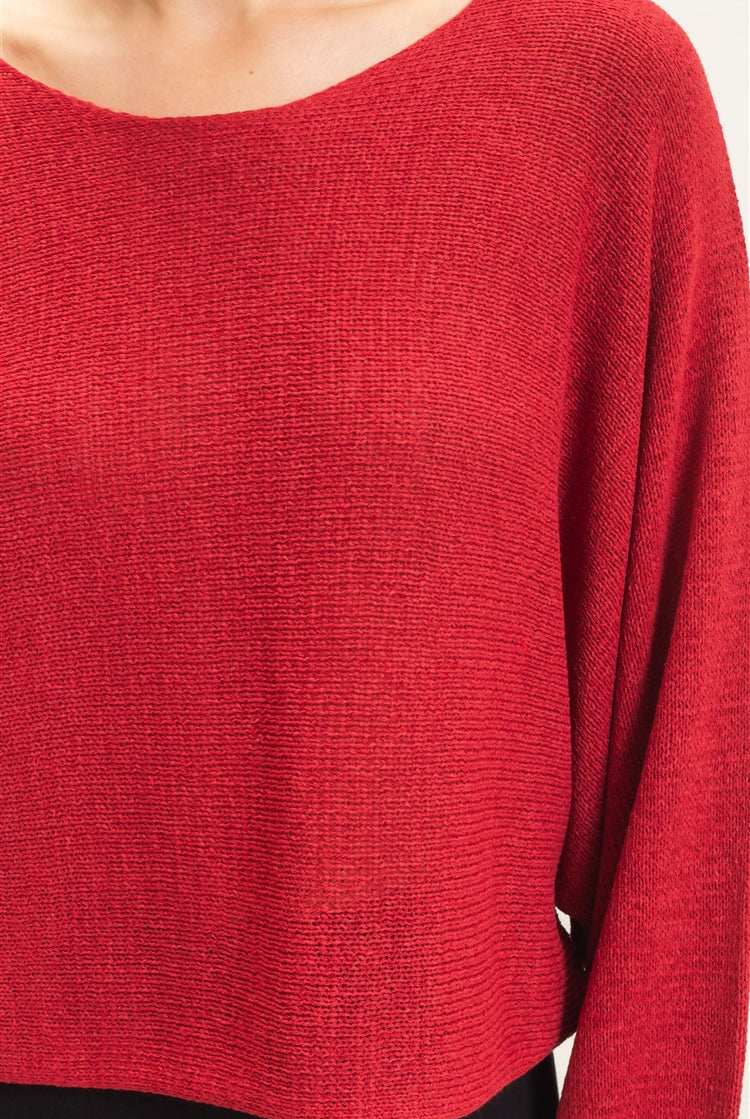 Wholesale Loose Knit Boat Neck Sweater Sweaters HF26E896 ROSE WINE HYFVE