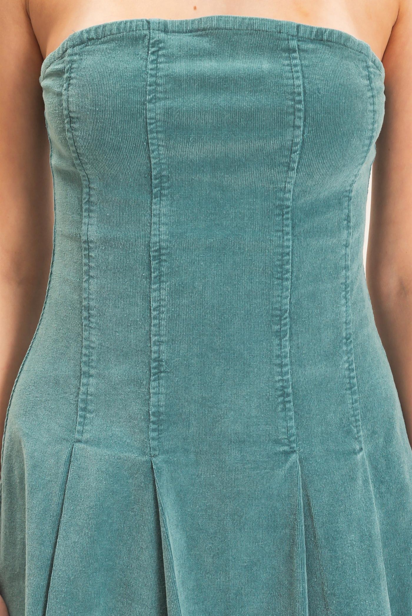 Wholesale Strapless Mineral Wash Dress Dresses HF26F215 GREEN HYFVE