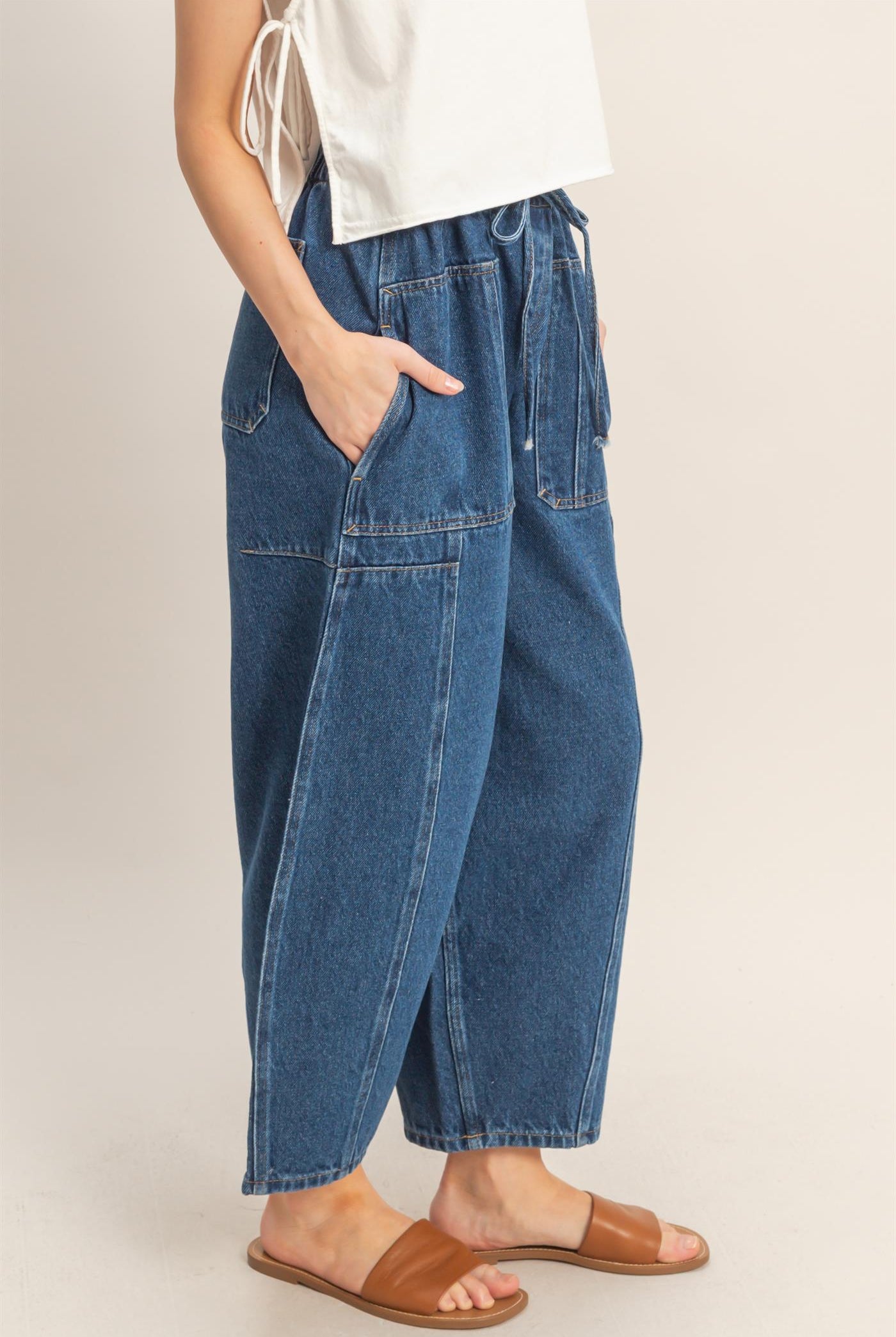 Wholesale Wide Pants With Oversize Pockets Pants HF26A125 BLUE HYFVE