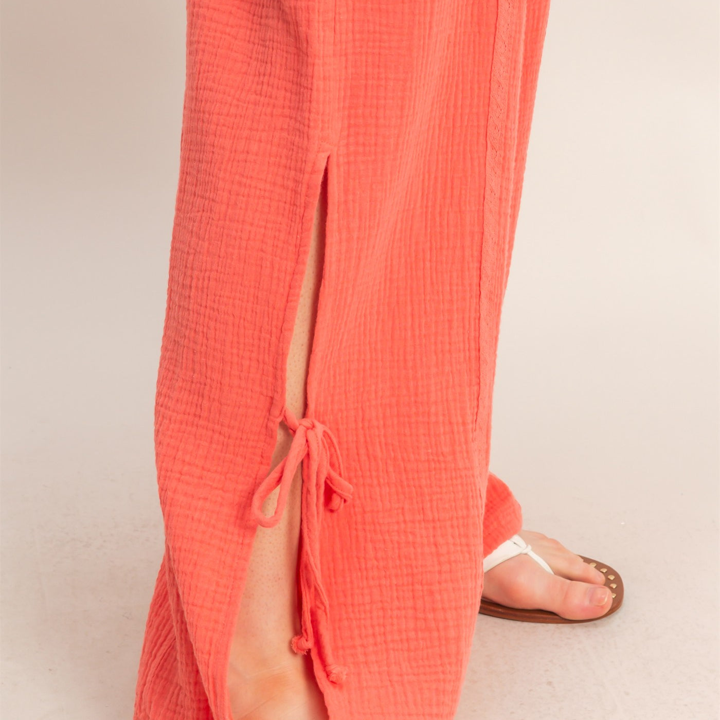 Wholesale Gauze Drawstring Jogger Pants Joggers HF26A822 RED ORANGE HYFVE