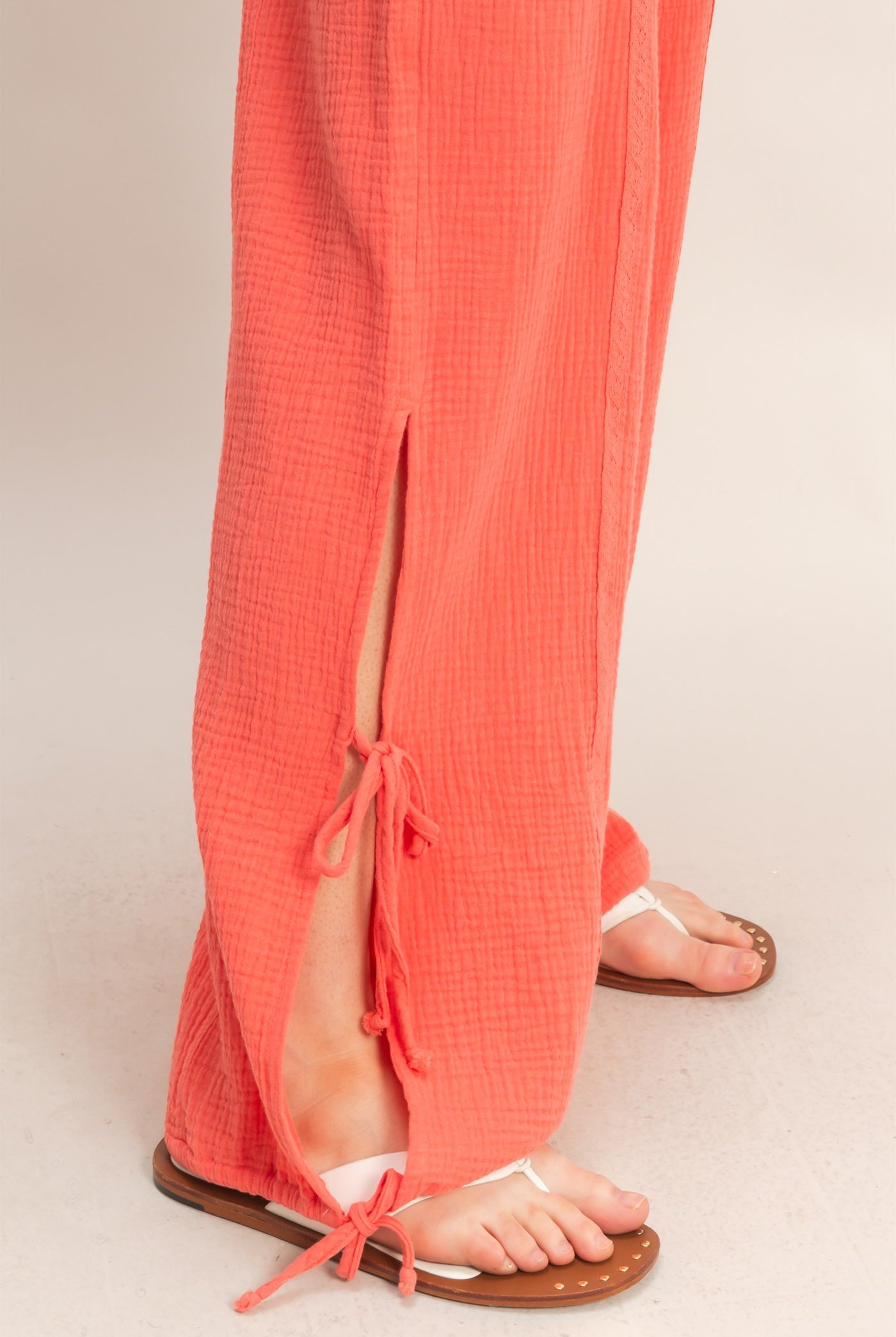 Wholesale Gauze Drawstring Jogger Pants Joggers HF26A822 RED ORANGE HYFVE