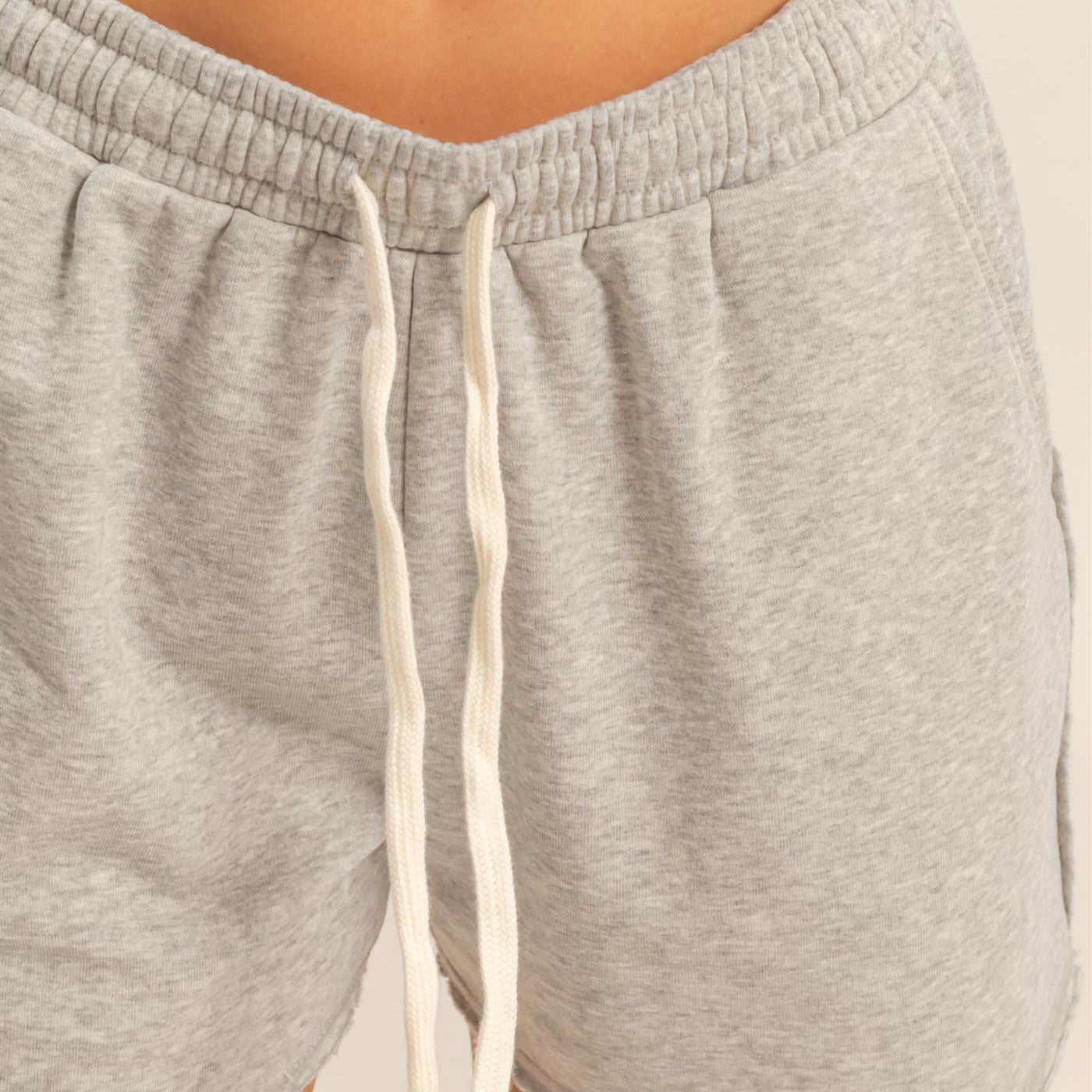 Wholesale Drawstring Burnout French Terry Shorts Shorts DZ26A328 HEATHER GRAY DOUBLE ZERO