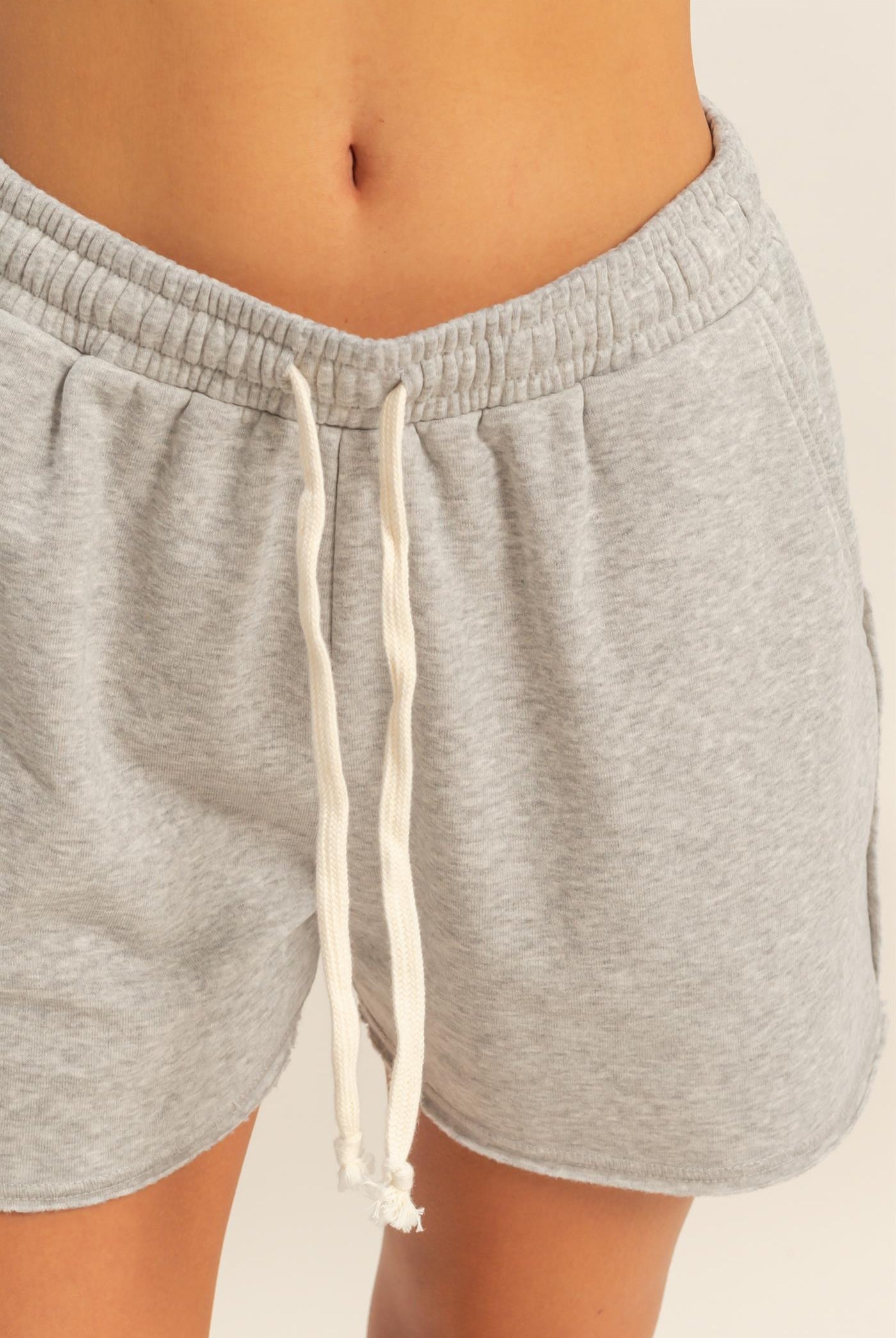 Wholesale Drawstring Burnout French Terry Shorts Shorts DZ26A328 HEATHER GRAY DOUBLE ZERO