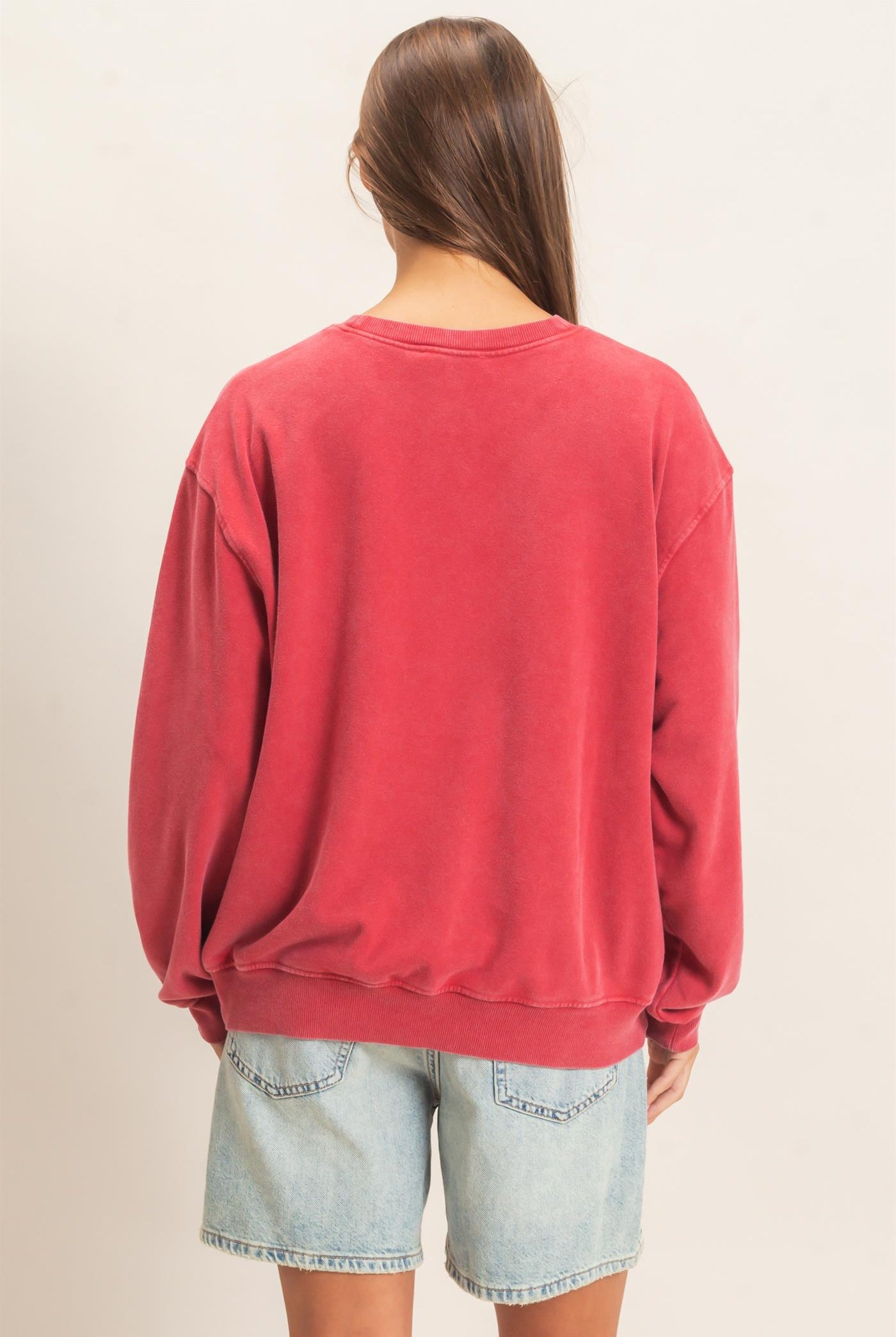 Wholesale Mineral Wash Crew Neck Sweatshirt Sweatshirts DZ26E990 DARK RED DOUBLE ZERO
