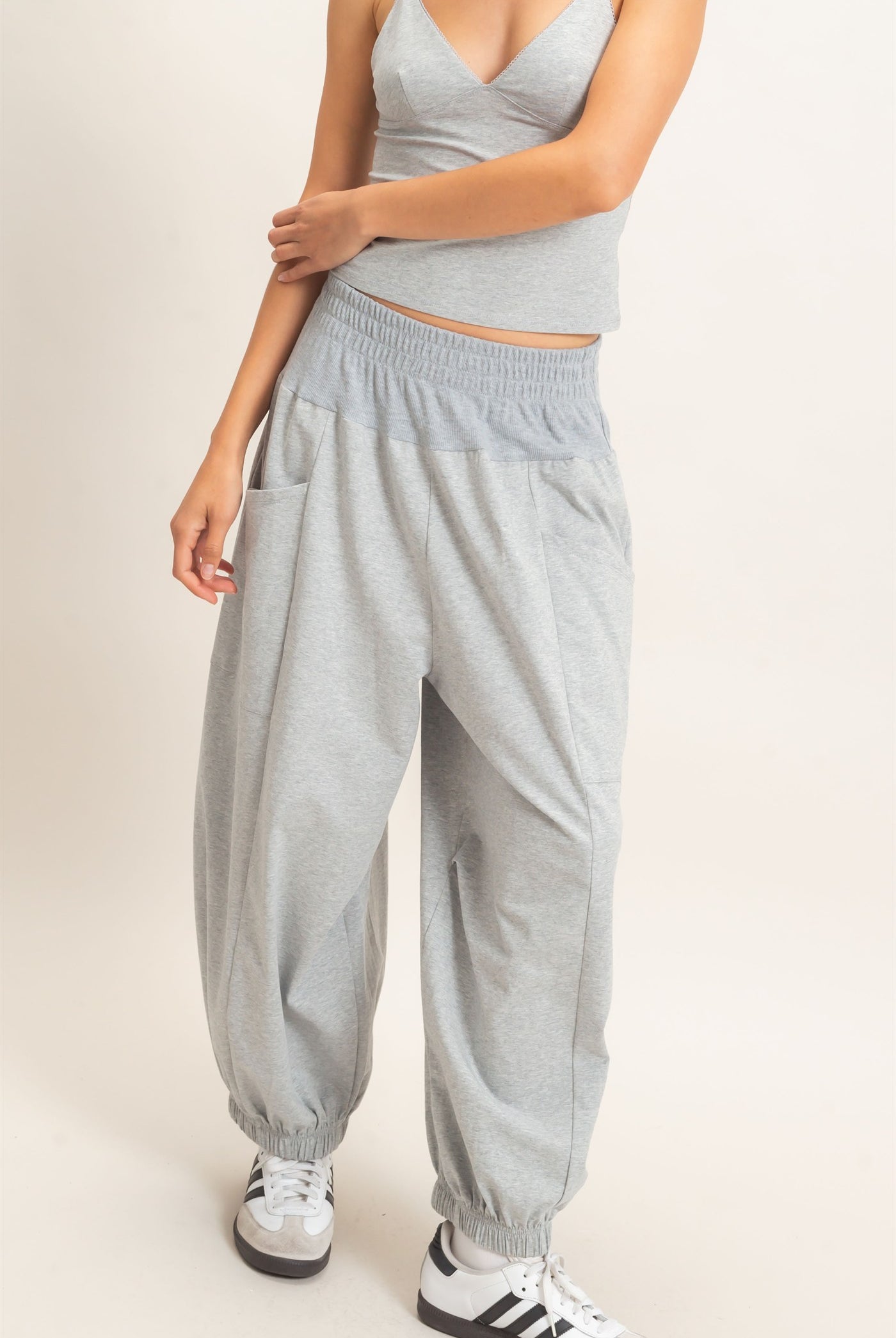 Wholesale Elastic Waistband Jogger Pants Joggers HF26F295 HEATHER GRAY HYFVE
