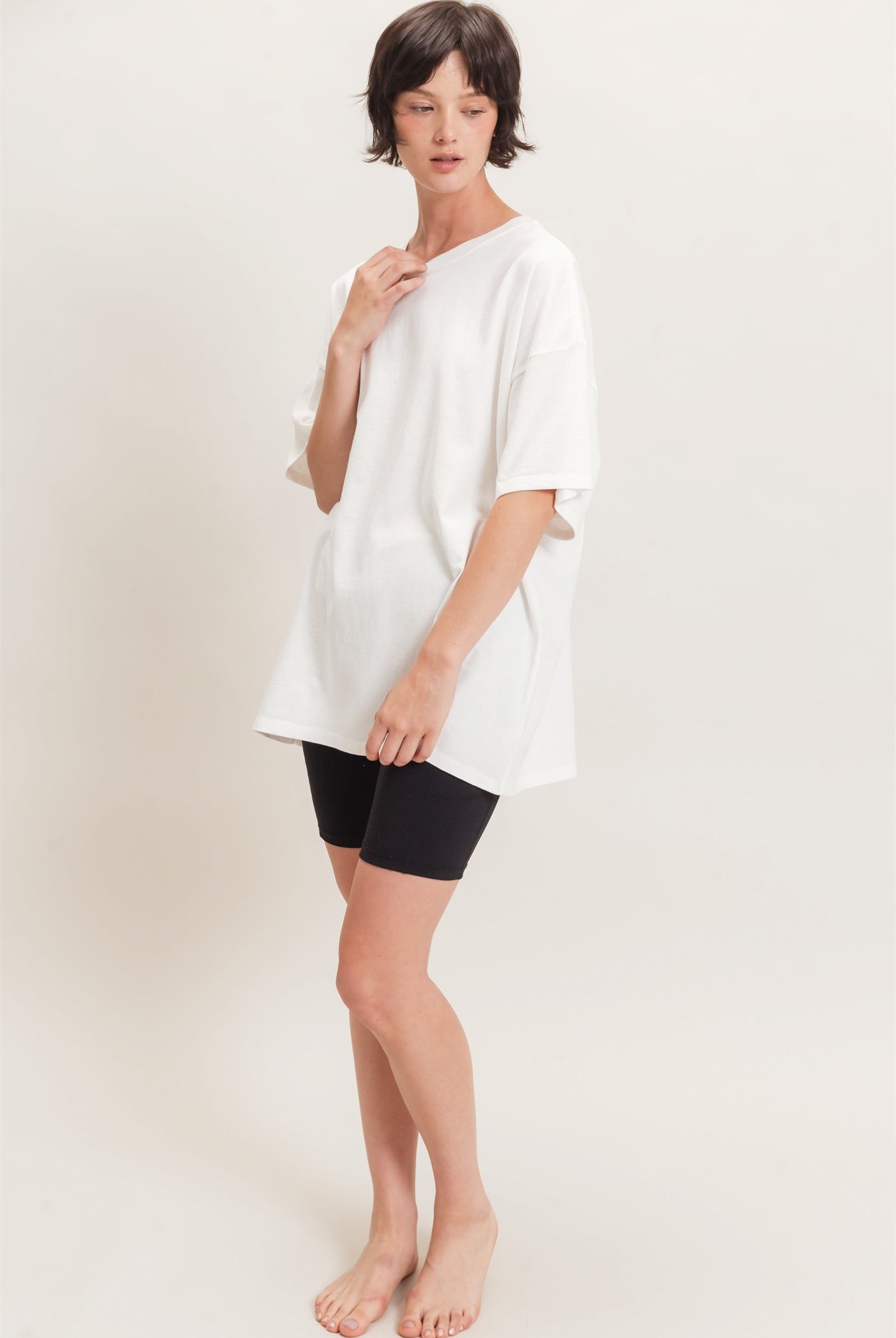 Wholesale Mineral Wash Oversized Crew Neck T-Shirts Clothing Tops DZ26C961 OFF WHITE DOUBLE ZERO