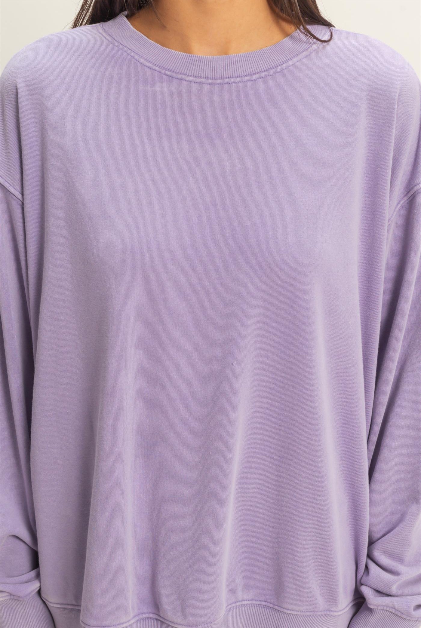 Wholesale Mineral Washed Crew Neck Sweatshirt Sweatshirts DZ26A262 DUSTY PURPLE DOUBLE ZERO