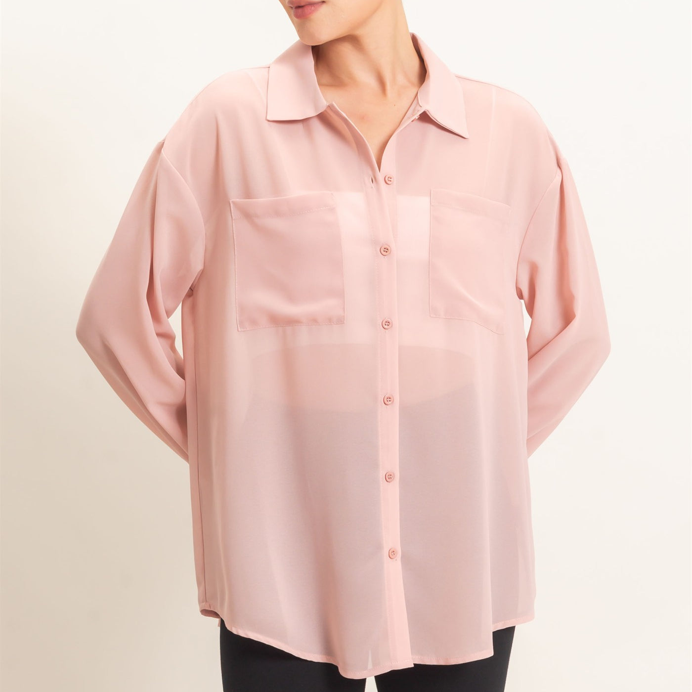 Wholesale Button-Down Collar Blouse Shirts HF26F067 MAUVE HYFVE