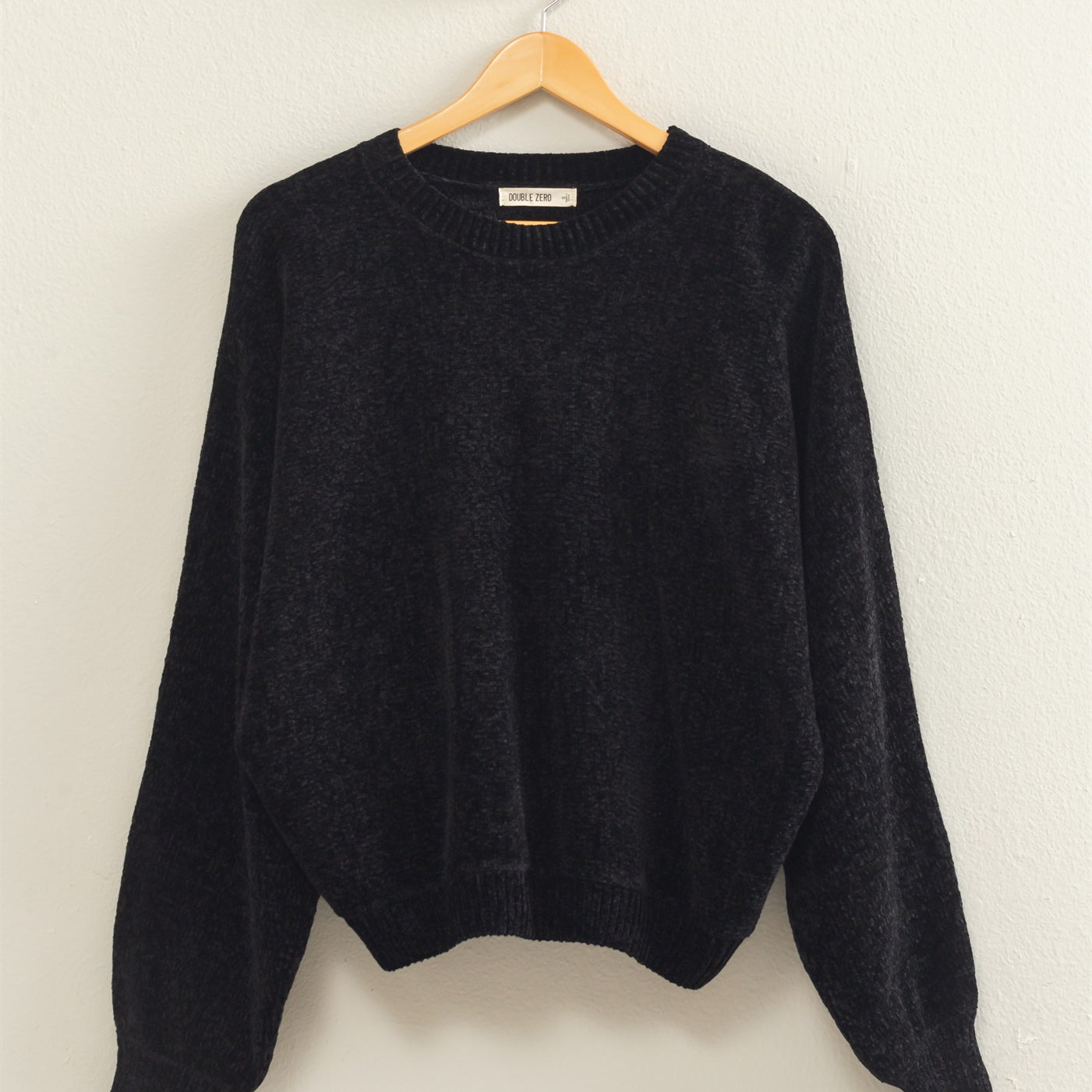 Wholesale Chenille Crew Neck Sweater Sweaters DZ26E264 BLACK DOUBLE ZERO