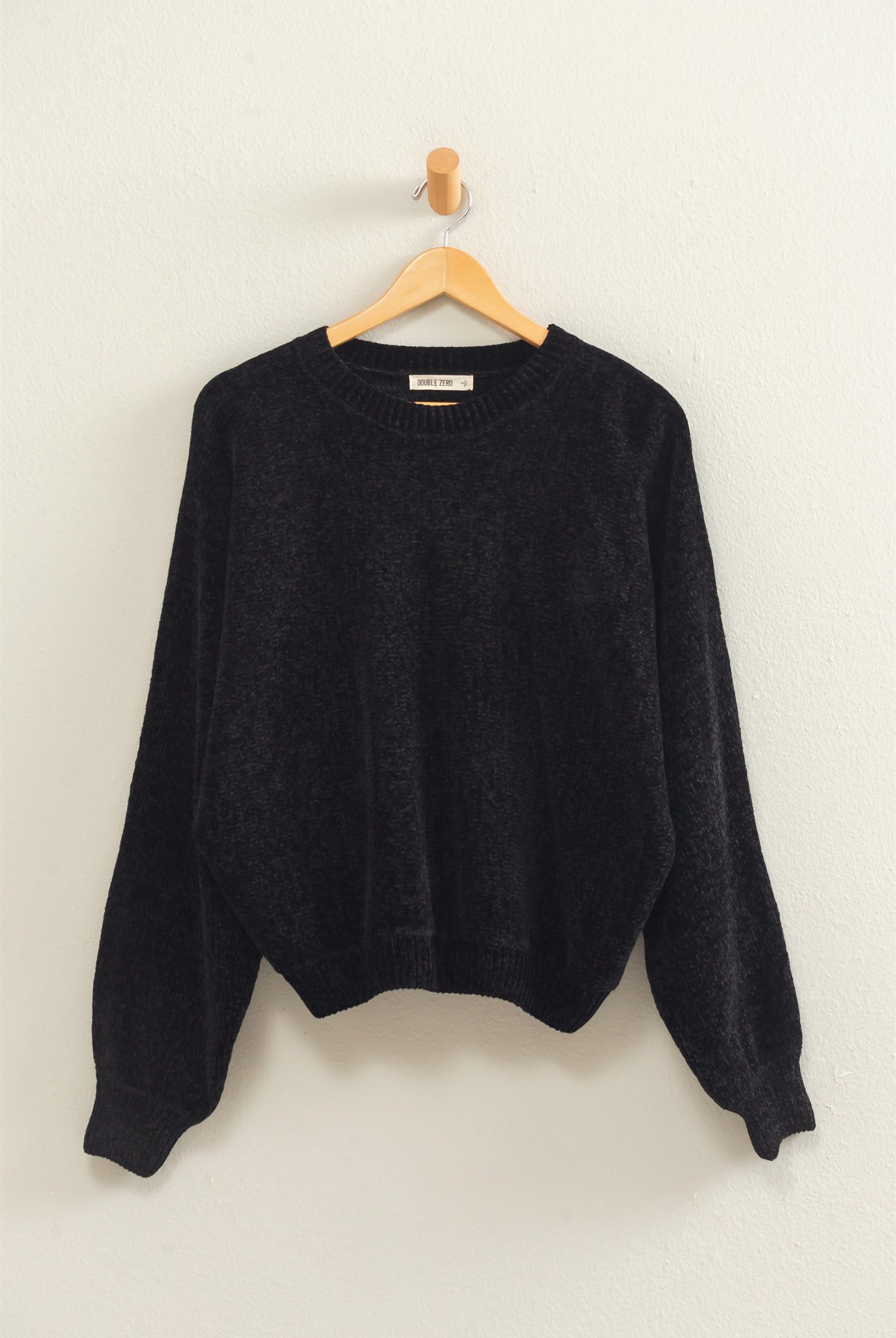 Wholesale Chenille Crew Neck Sweater Sweaters DZ26E264 BLACK DOUBLE ZERO