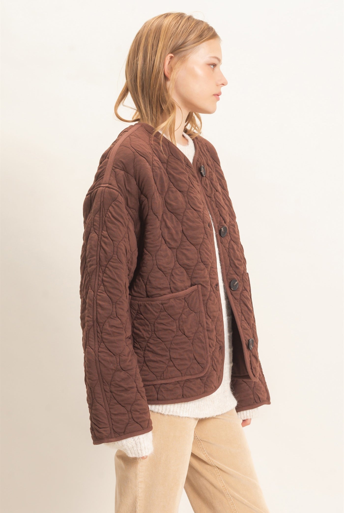 Wholesale Diamond Quilted Jacket Coats & Jackets HF26E370 CHESTNUT HYFVE