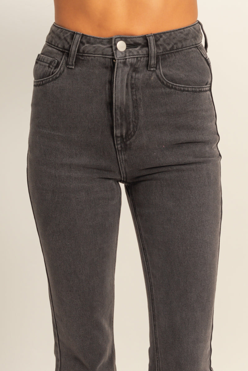 Wholesale High-Waisted Flared Jeans Pants DZ23A834 CHARCOAL DOUBLE ZERO