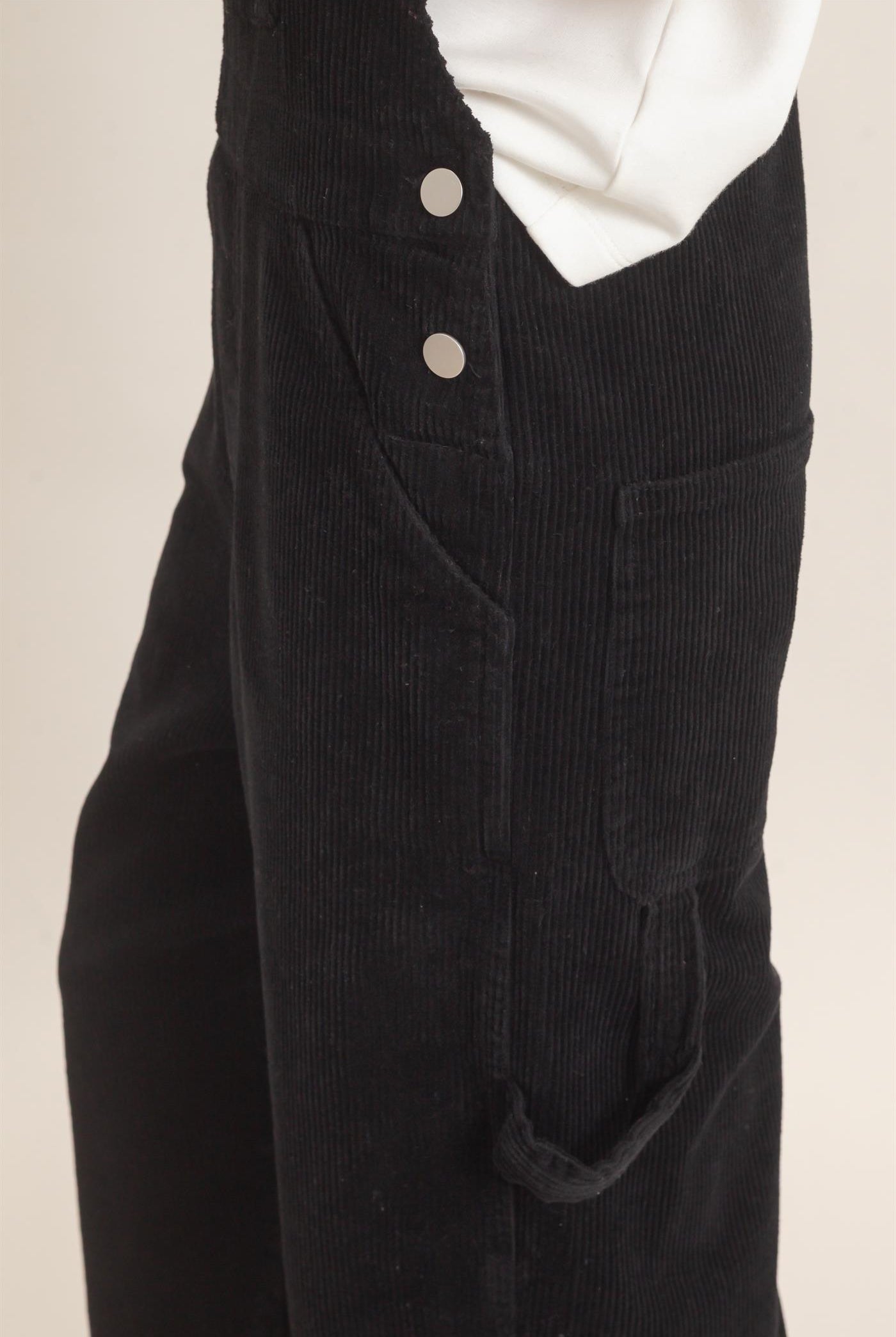 Wholesale Mineral Wash Corduroy Overalls Clothing HF26F210-D BLACK HYFVE