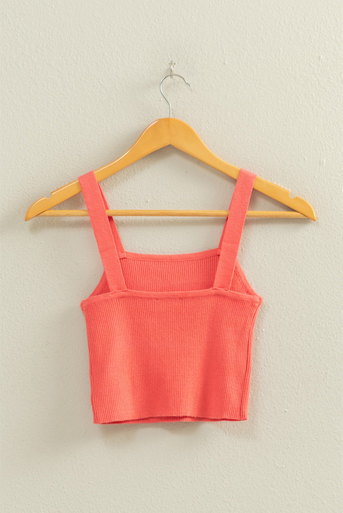 Wholesale Ribbed Cropped Tank Top Clothing Tops DZ23A825 CORAL DOUBLE ZERO