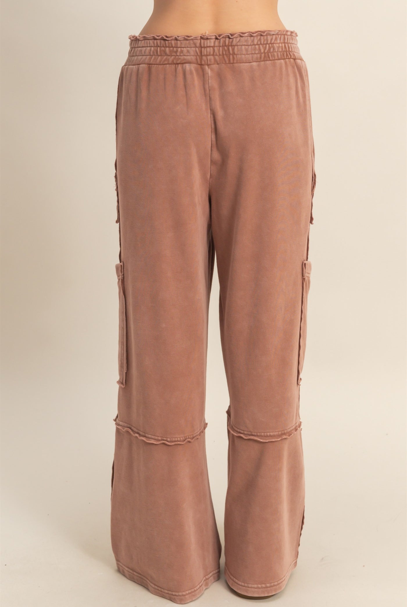 Wholesale Mineral Wash Oversized Utility Sweatpants Sweatpants DZ25C903 CHESTNUT DOUBLE ZERO