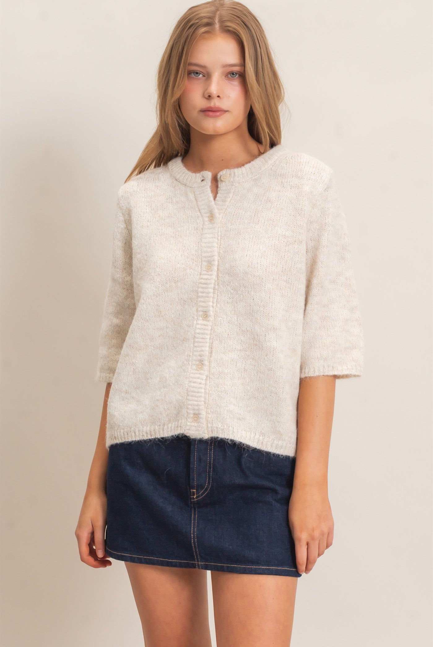 Wholesale Button-Up Cardigan Cardigans HF26E228 OATMEAL HYFVE