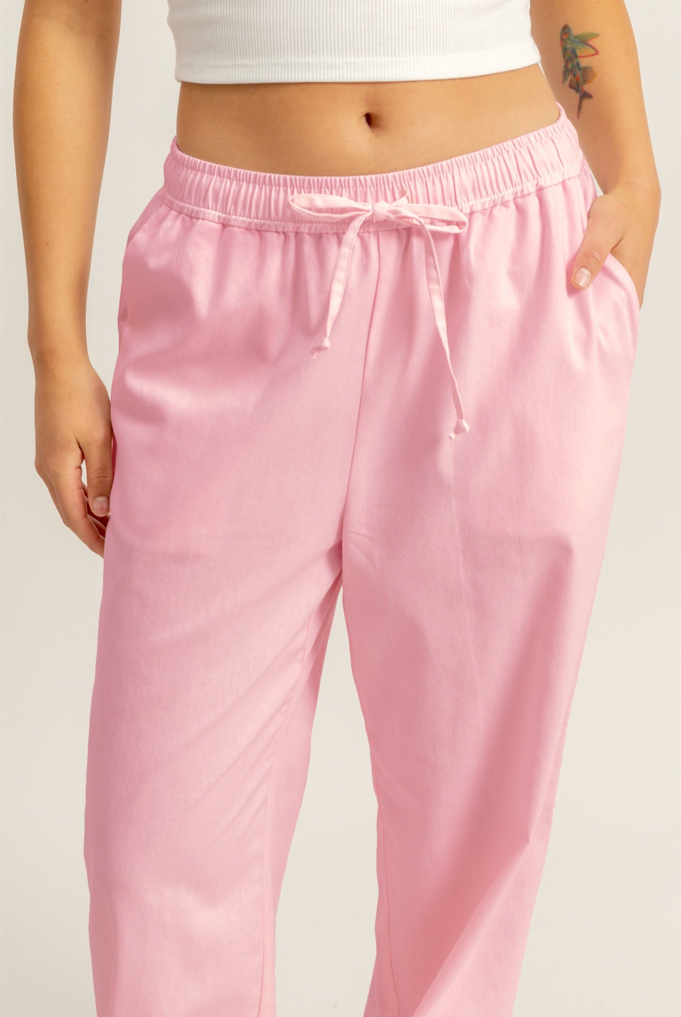 Wholesale Drawstring Waist Straight Leg Pants Pants DZ24A339 SOFT PINK DOUBLE ZERO