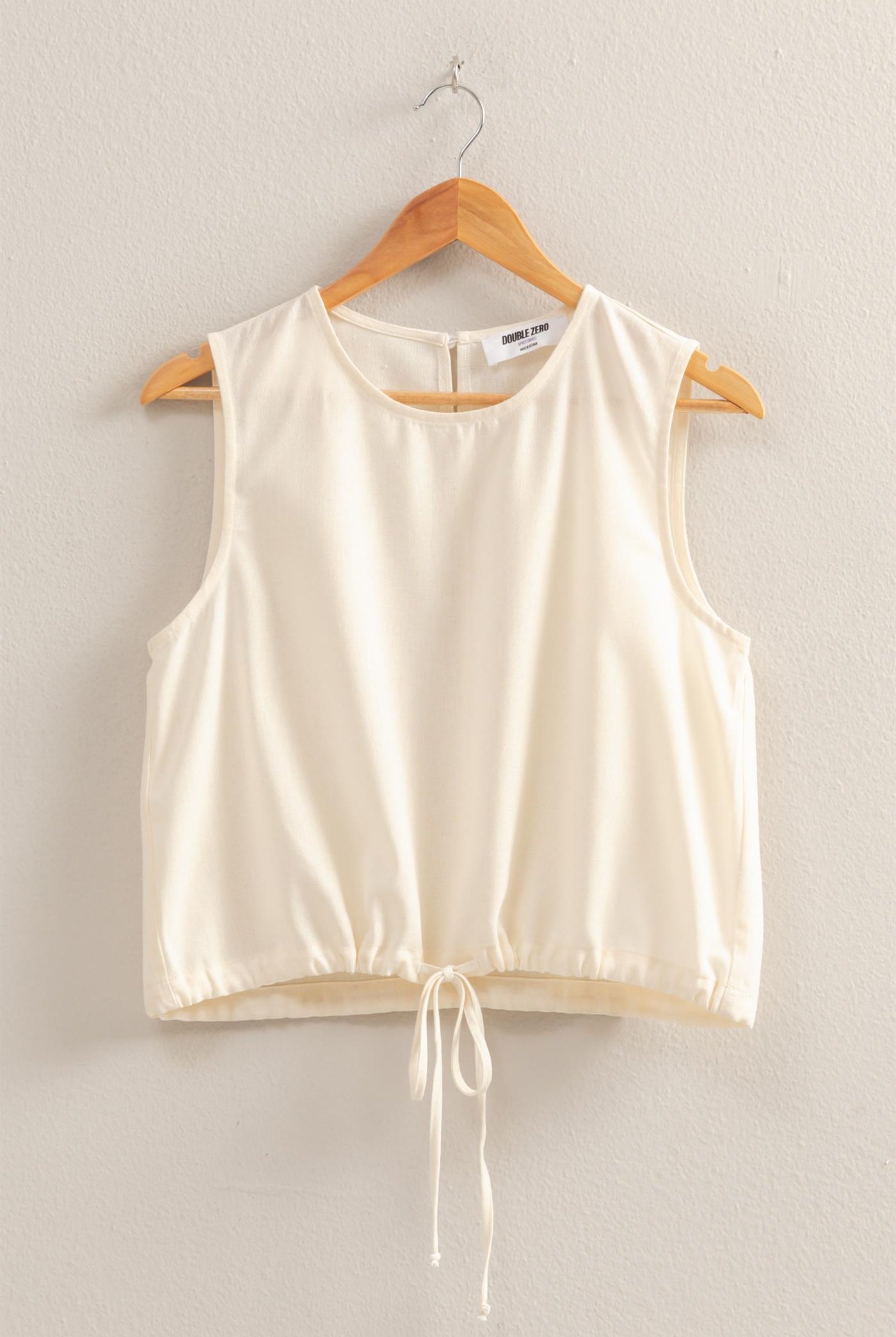 Wholesale Sand Washed Sleeveless Crop Top Clothing Tops DZ25C515 WHITE DOUBLE ZERO
