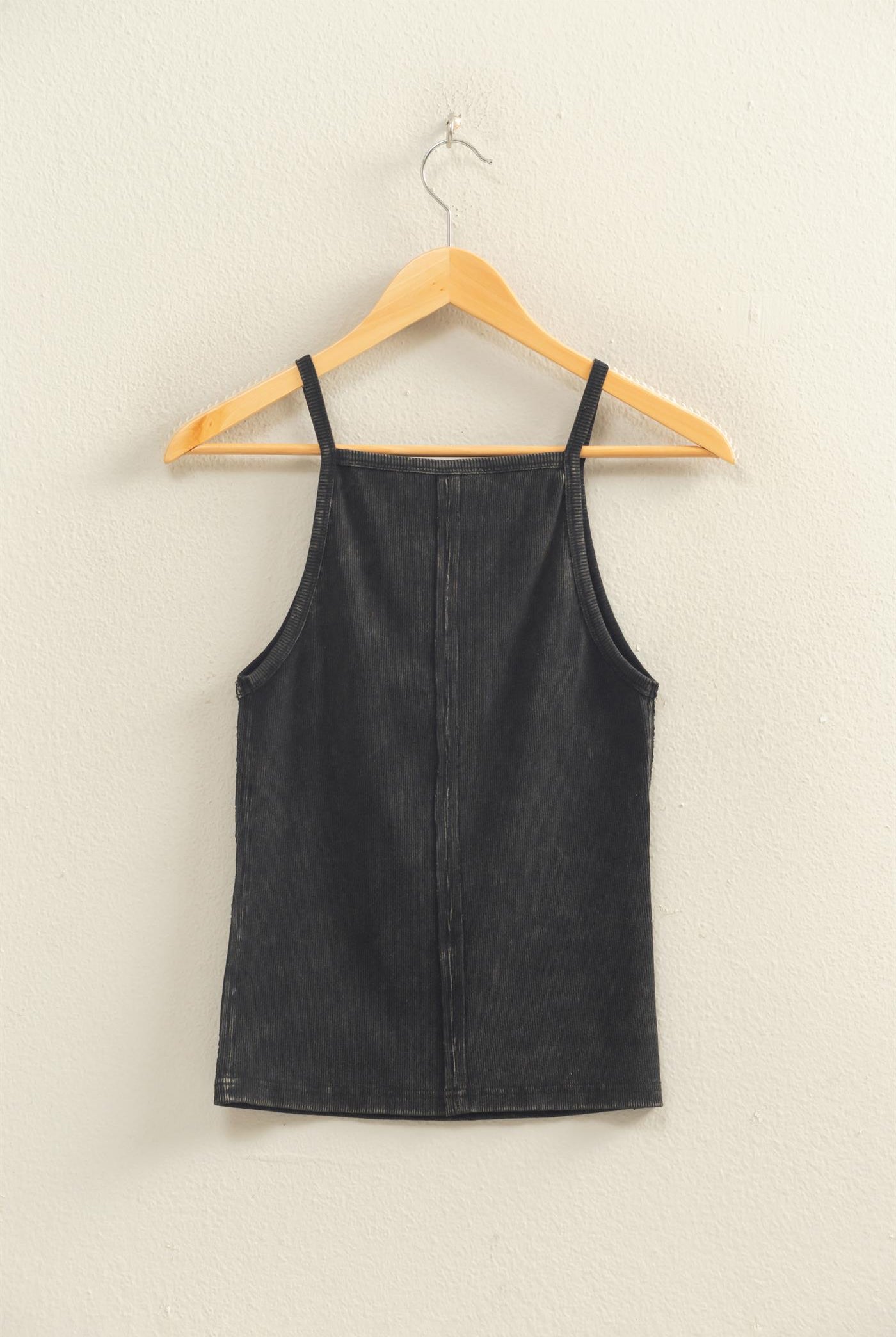 Wholesale Square Neck Acid Wash Tank Top Tank Tops DZ26C105 BLACK DOUBLE ZERO