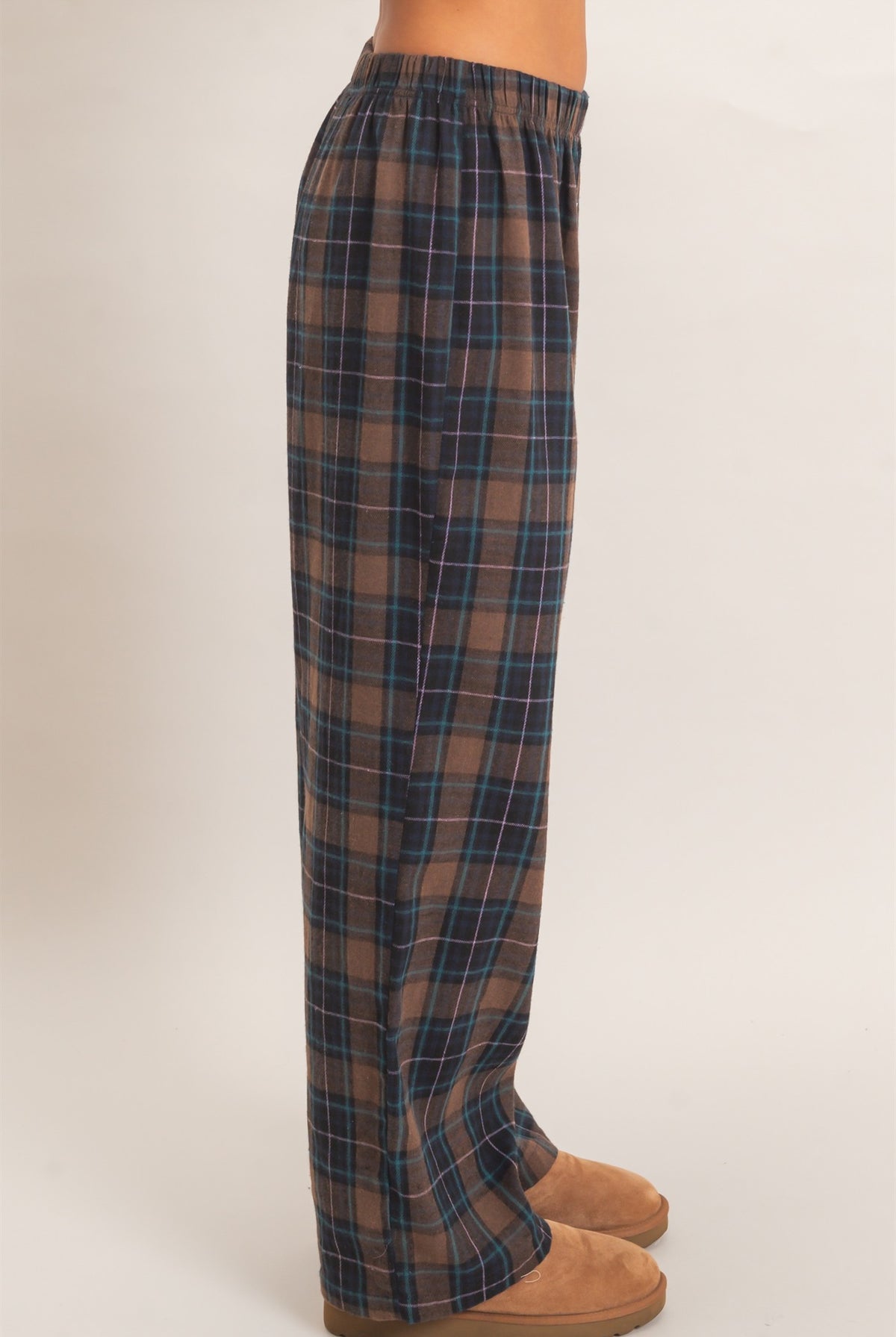 Wholesale Plaid Wide-Leg Pants Pants DZ26F271 BROWN DOUBLE ZERO