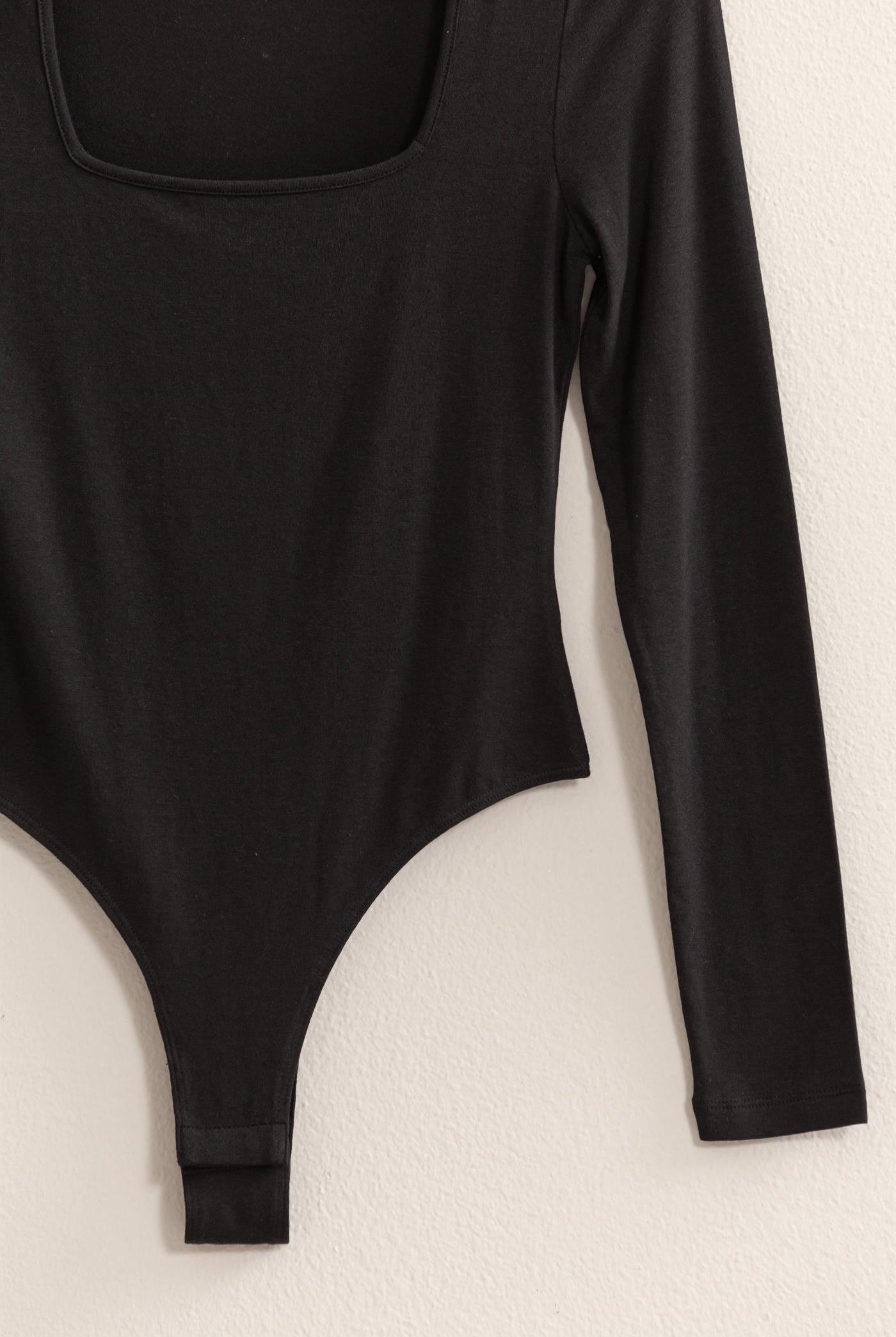 Wholesale Square Neck Long Sleeve Bodysuit Bodysuits DZ24E767 BLACK DOUBLE ZERO