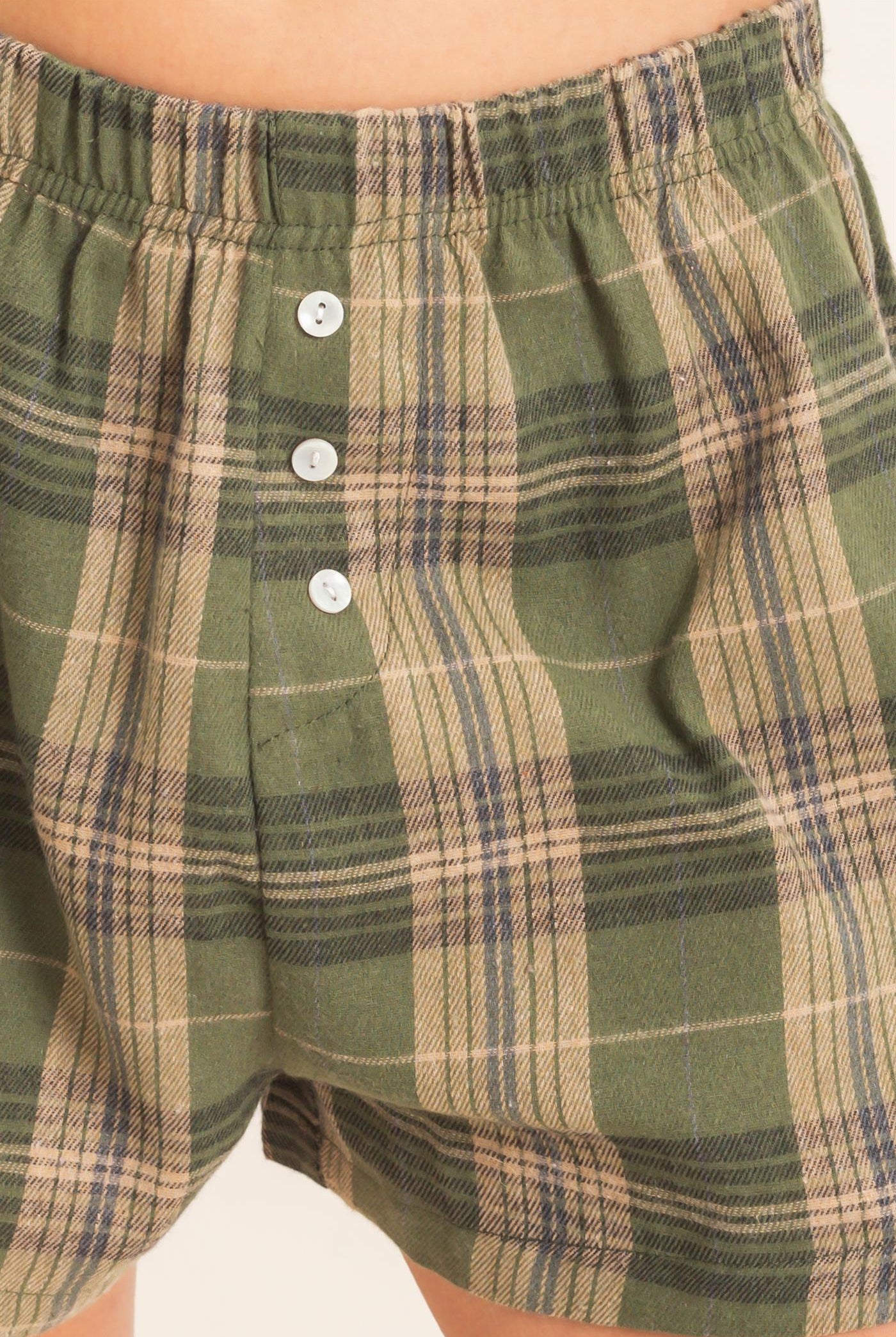 Wholesale Plaid Shorts With Button Front Shorts DZ26F270 OLIVE DOUBLE ZERO