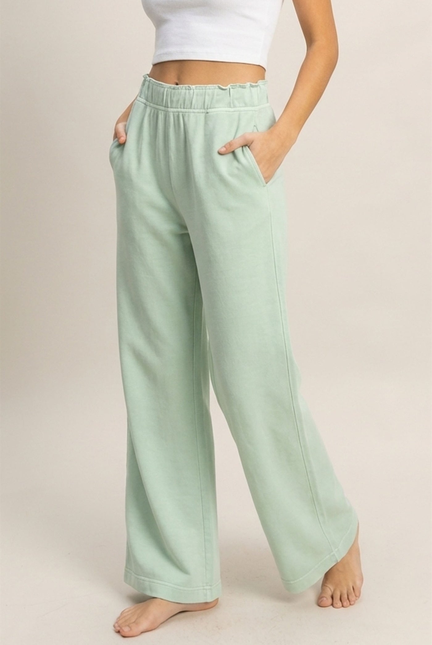 Wholesale High Waist Flare Pants Pants DZ24C346-D MINT DOUBLE ZERO