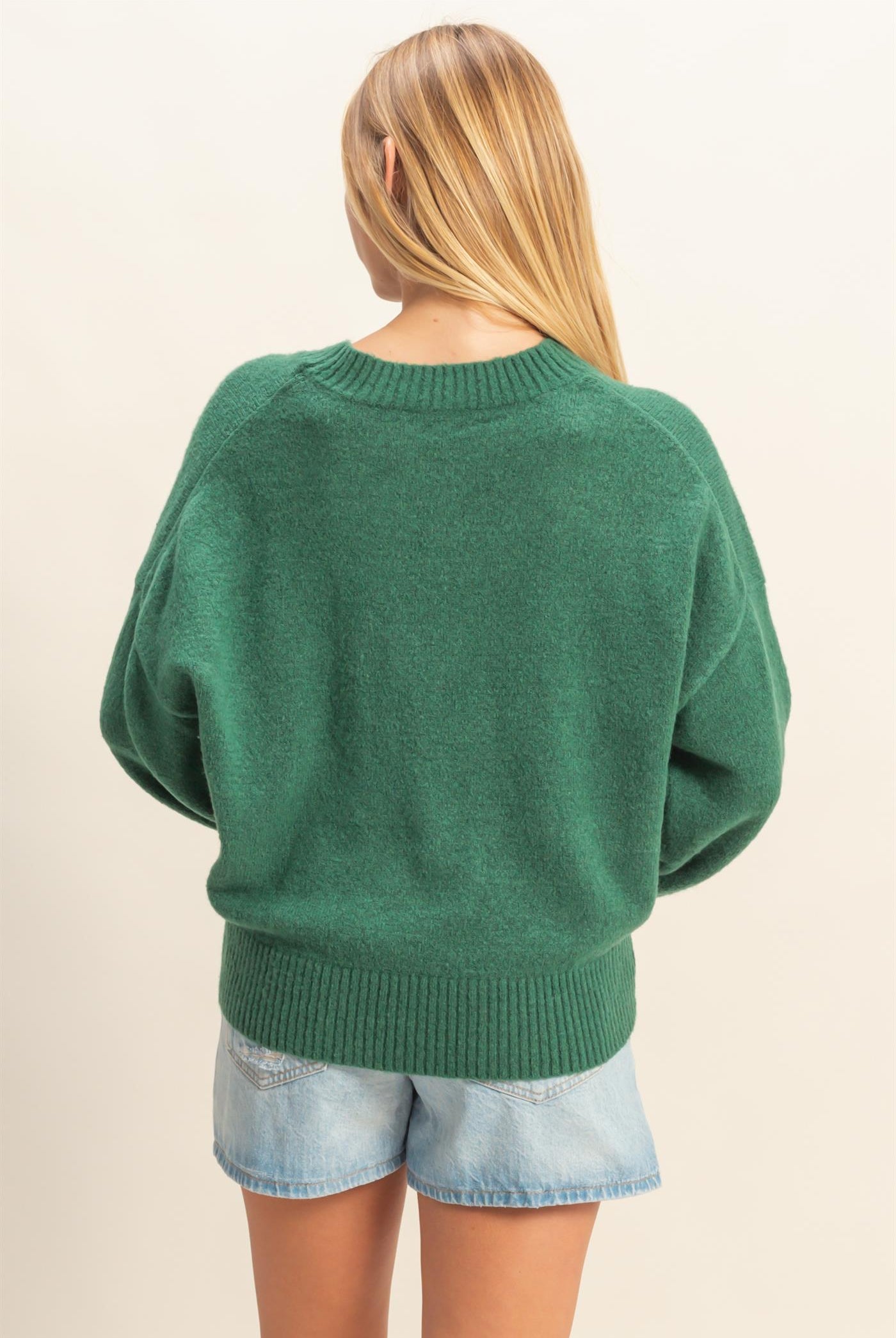 Wholesale Crewneck Sweater Sweaters DZ25E787 DARK GREEN DOUBLE ZERO