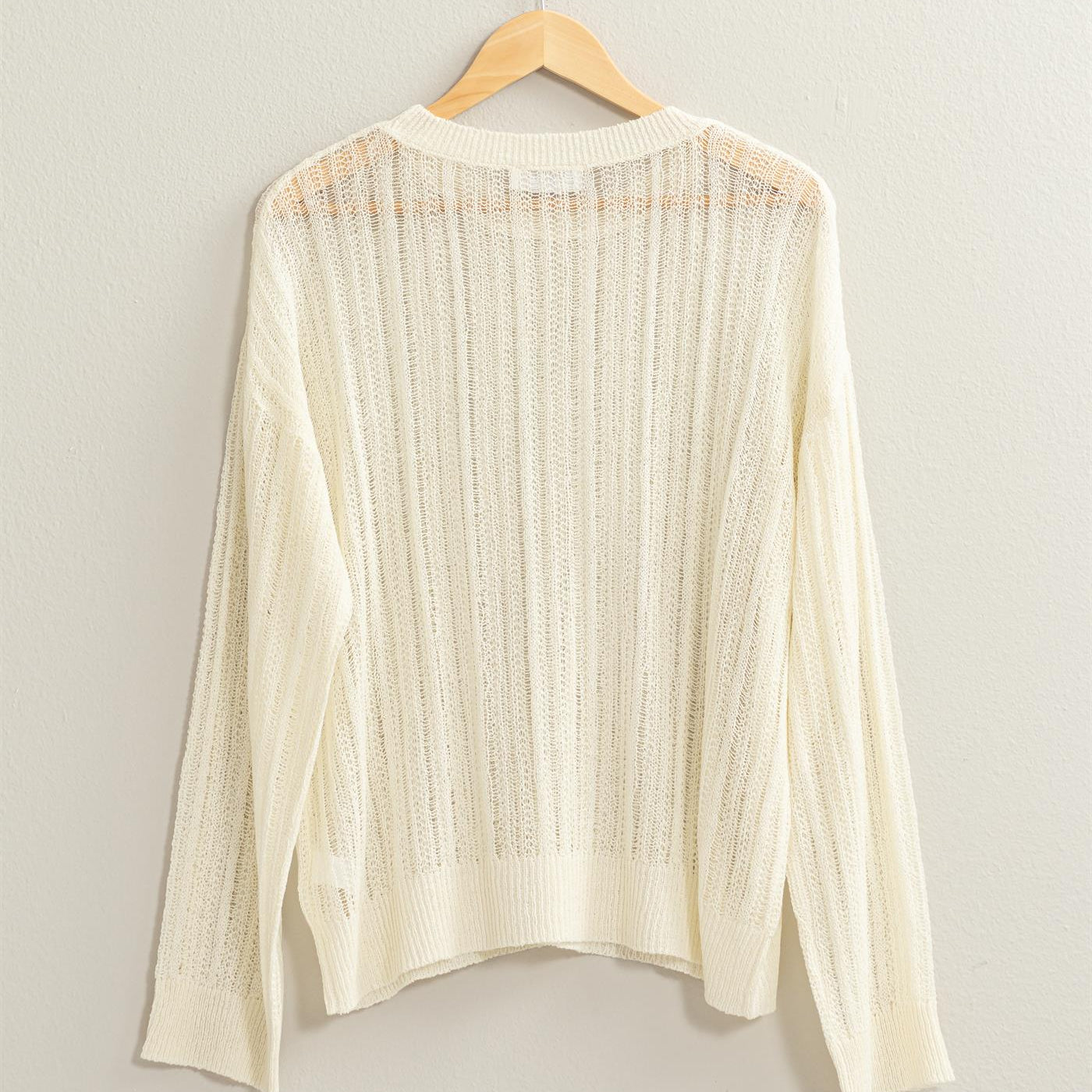 Wholesale Drop Shoulder Sweater Clothing Tops DZ24A477-D WHIP CREAM DOUBLE ZERO