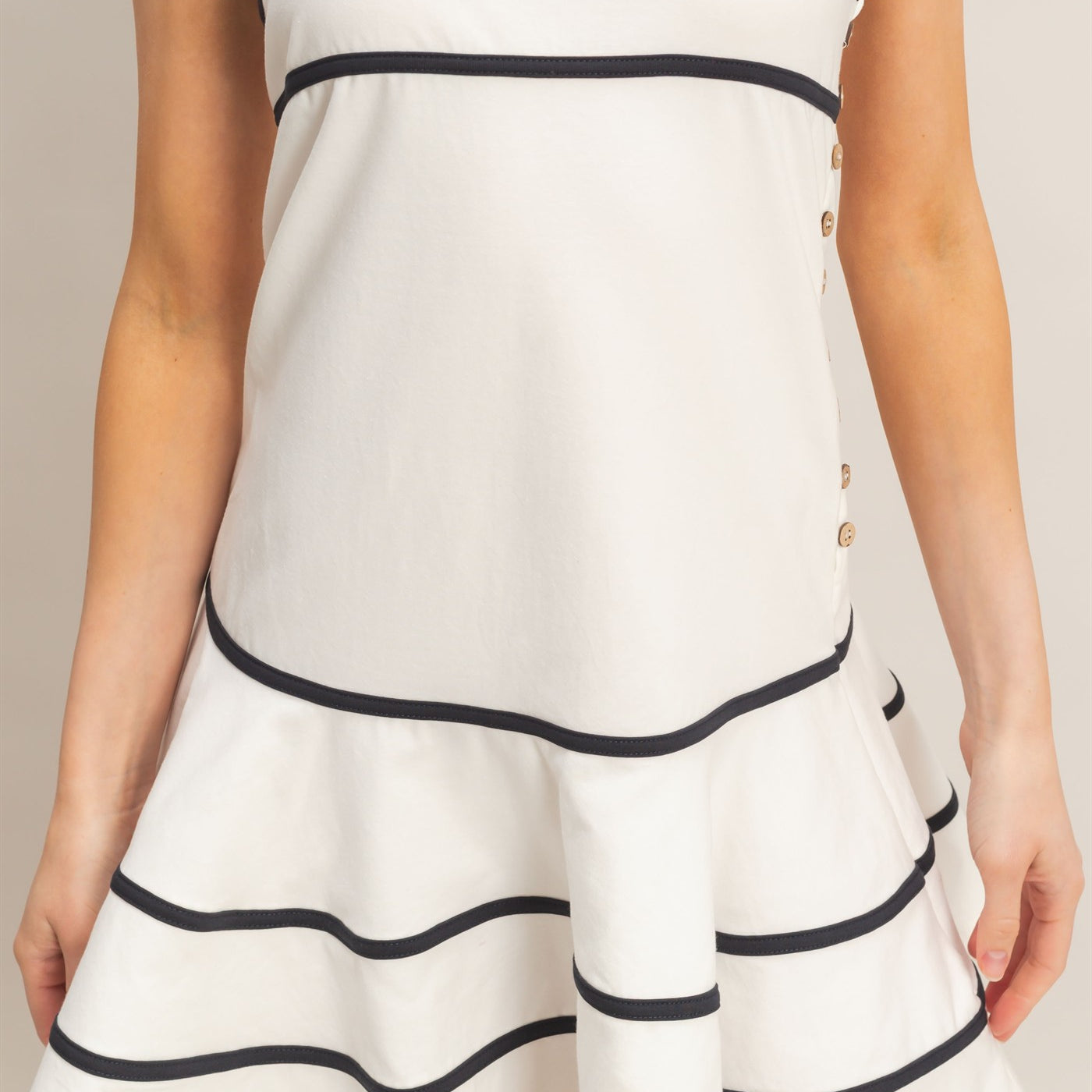 Wholesale Striped Strapless Flounce Dress Dresses HF26A180 IVORY HYFVE