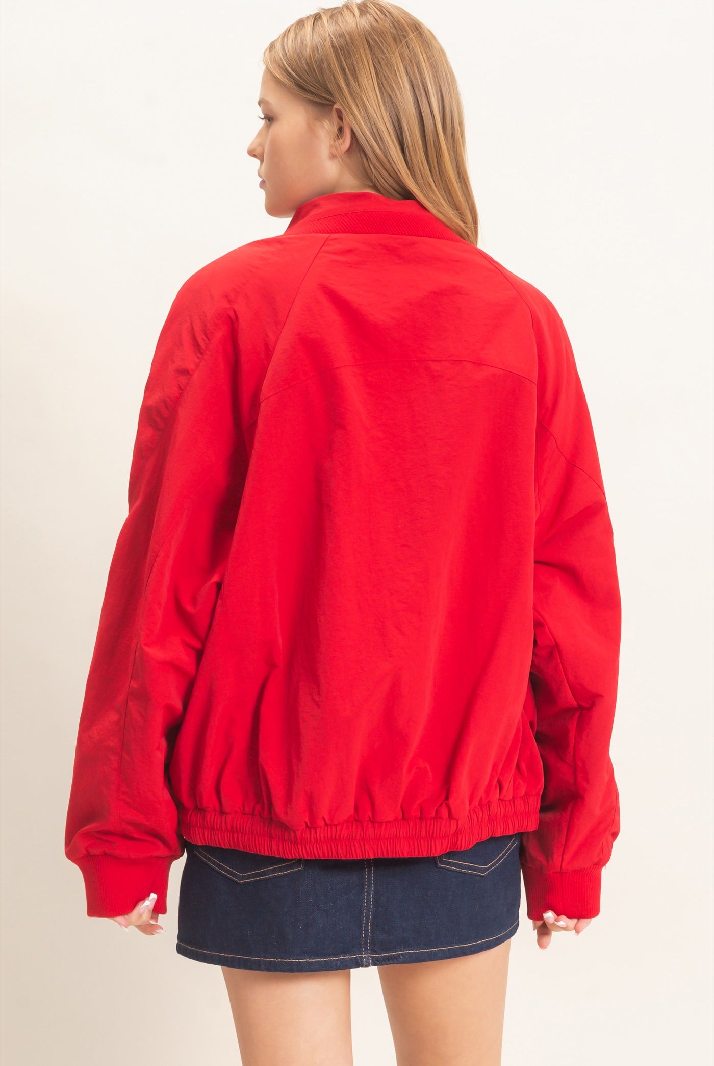 Wholesale Fleece-Lined Mock Neck Snap Jacket Coats & Jackets HF26C918 RED HYFVE