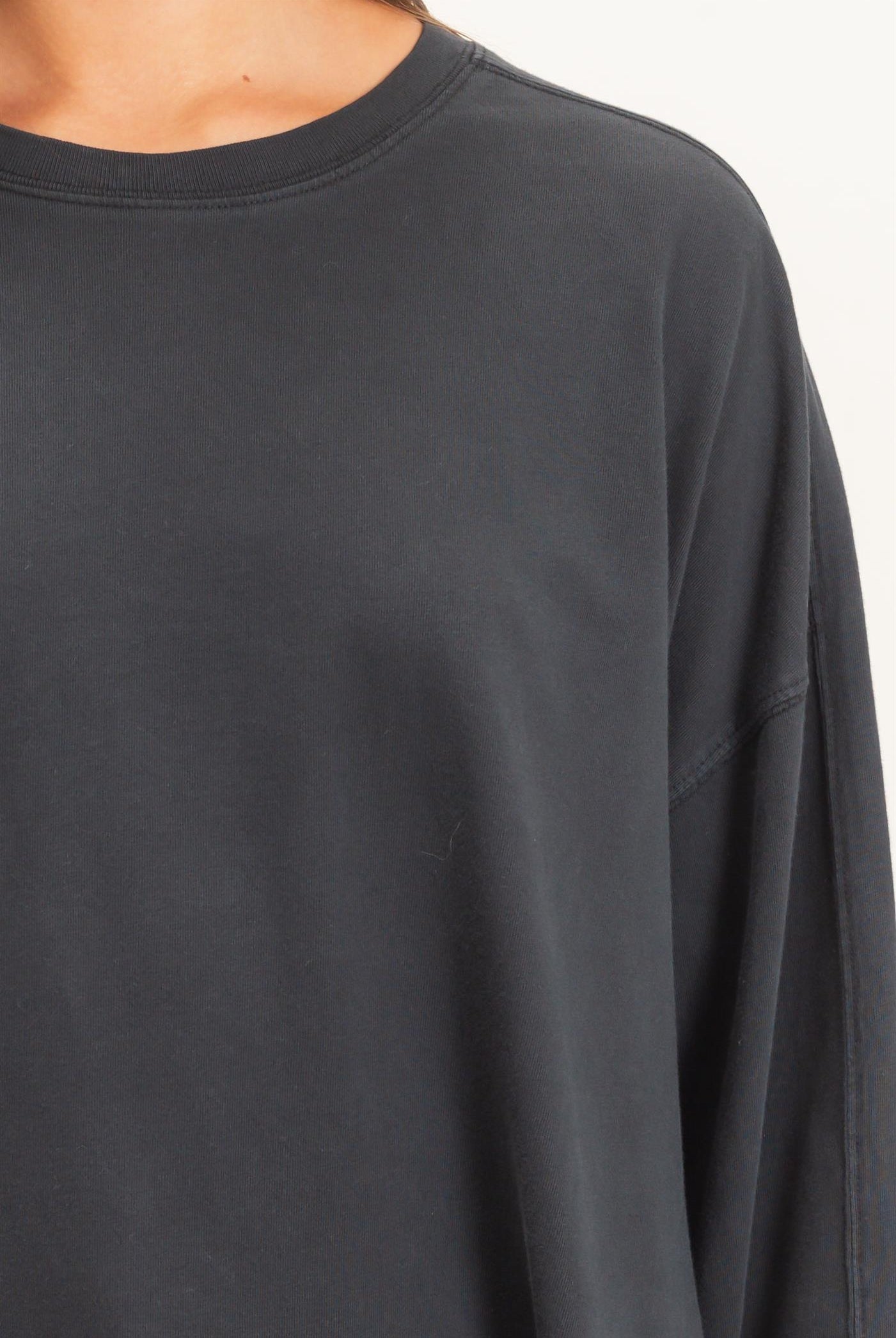 Wholesale Pigment Dye Oversized Long Sleeve Top Clothing Tops DZ26A825 BLACK DOUBLE ZERO