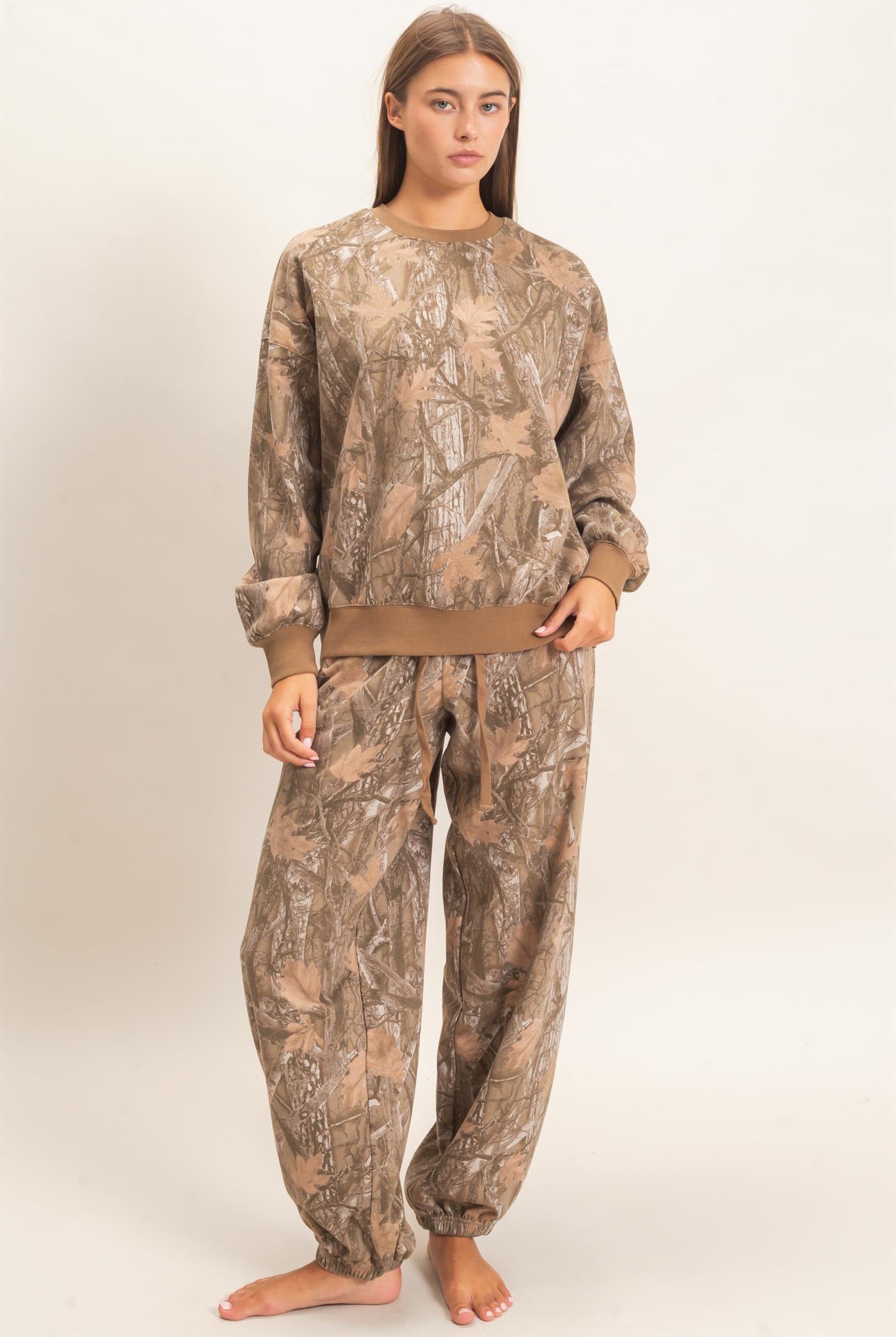 Wholesale Tree Camouflage Print Jogger Pants Pants DZ26E790 BROWN DOUBLE ZERO