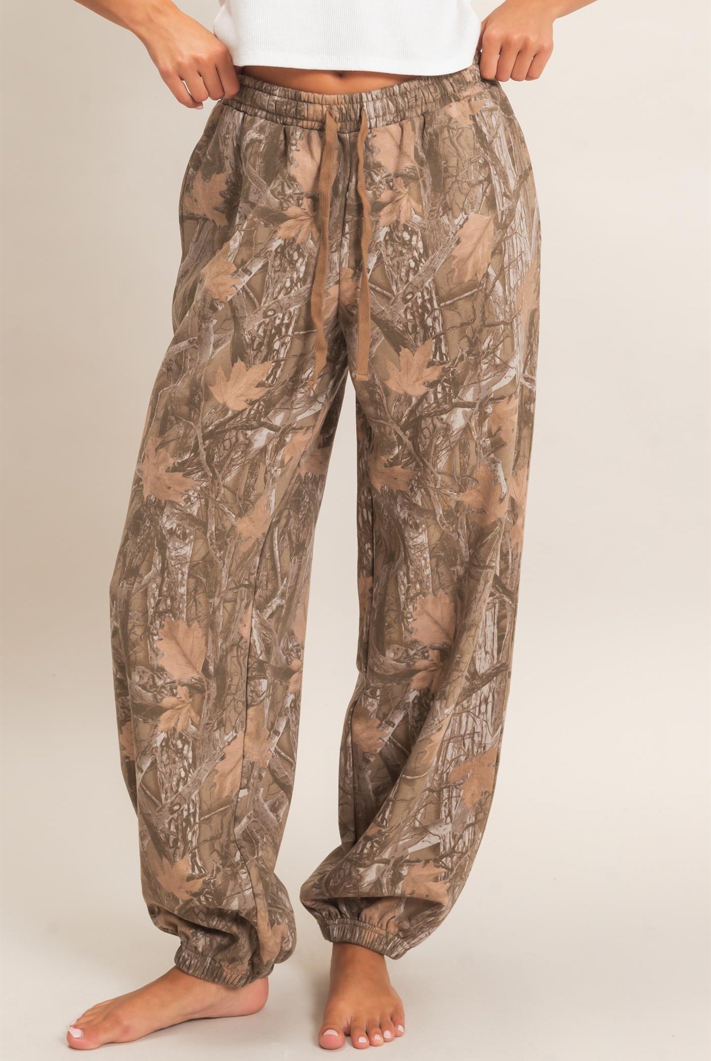 Wholesale Tree Camouflage Print Jogger Pants Pants DZ26E790 BROWN DOUBLE ZERO