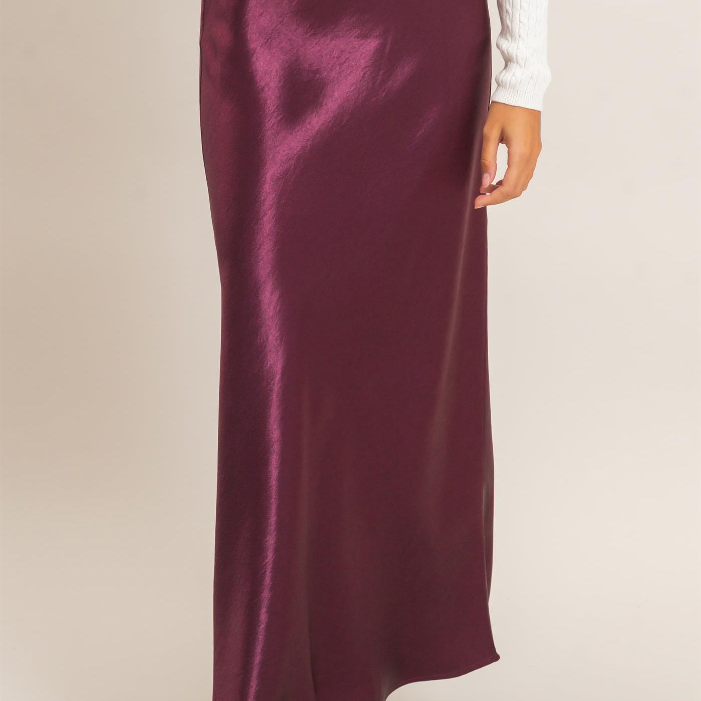 Wholesale Satin Midi Skirt Skirts DZ26C962 DARK CHERRY DOUBLE ZERO