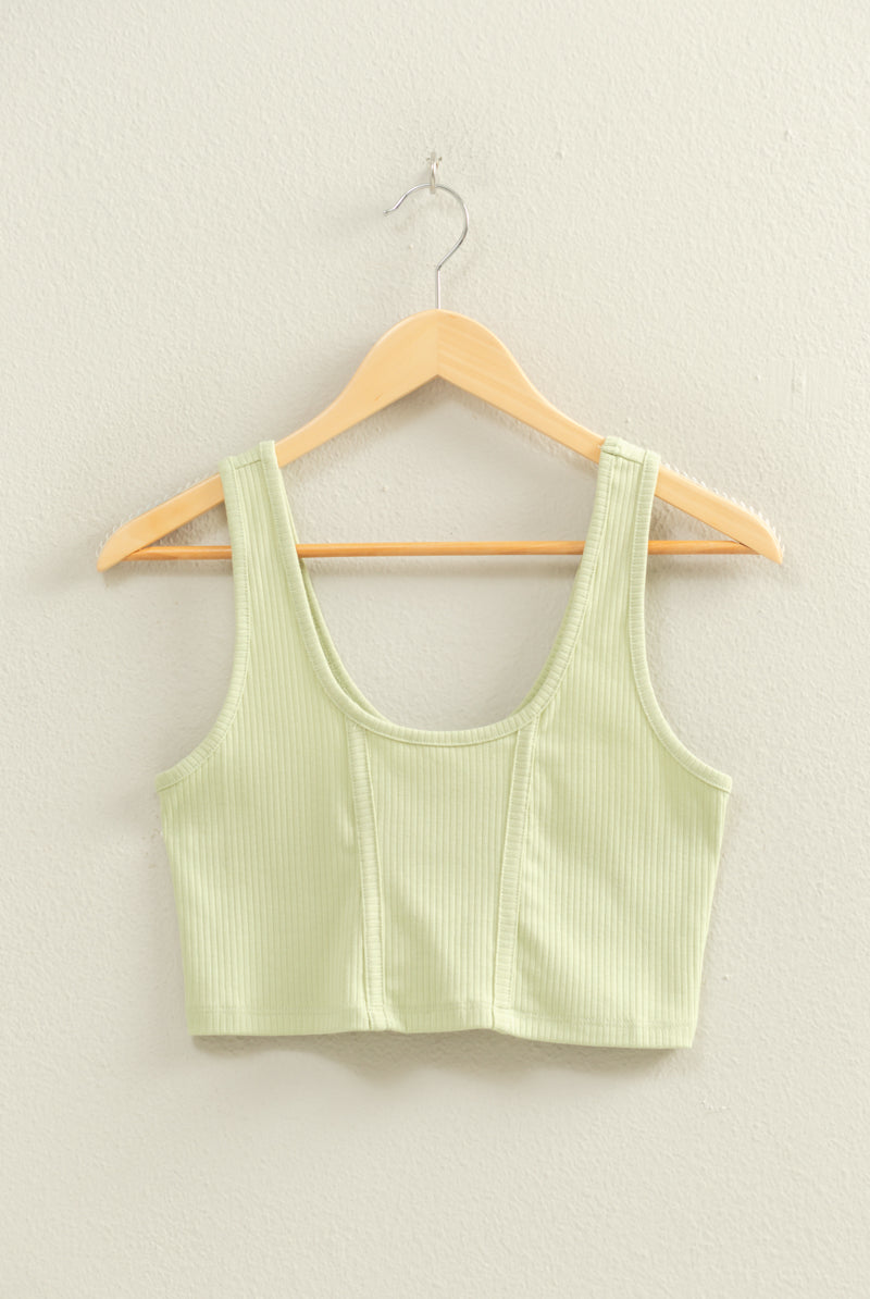 Wholesale Cropped Ribbed Tank Top Clothing Tops DZ22E144 PASTEL GREEN DOUBLE ZERO