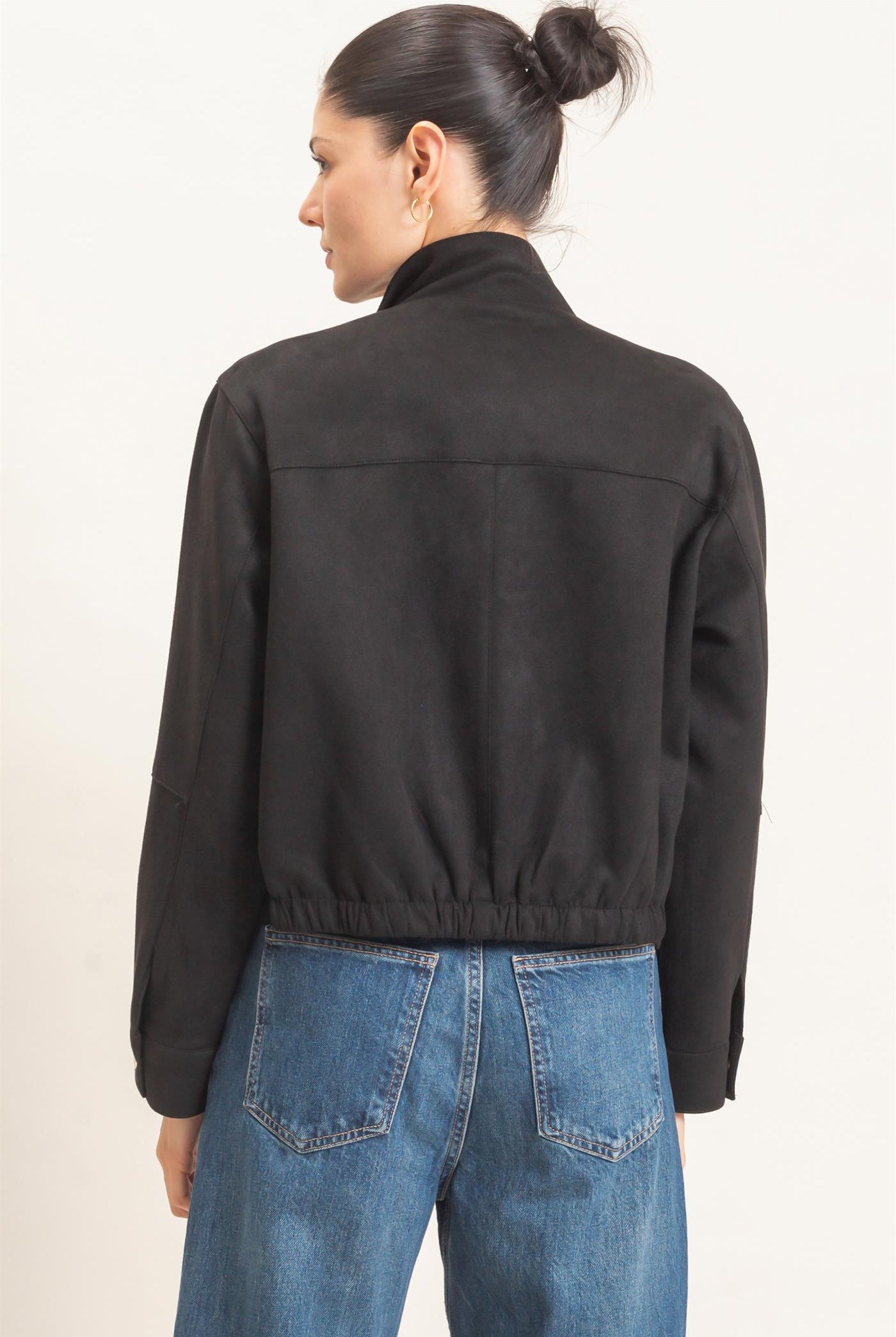 Wholesale Collar Suede Snap Jacket Coats & Jackets HF26E373 BLACK HYFVE