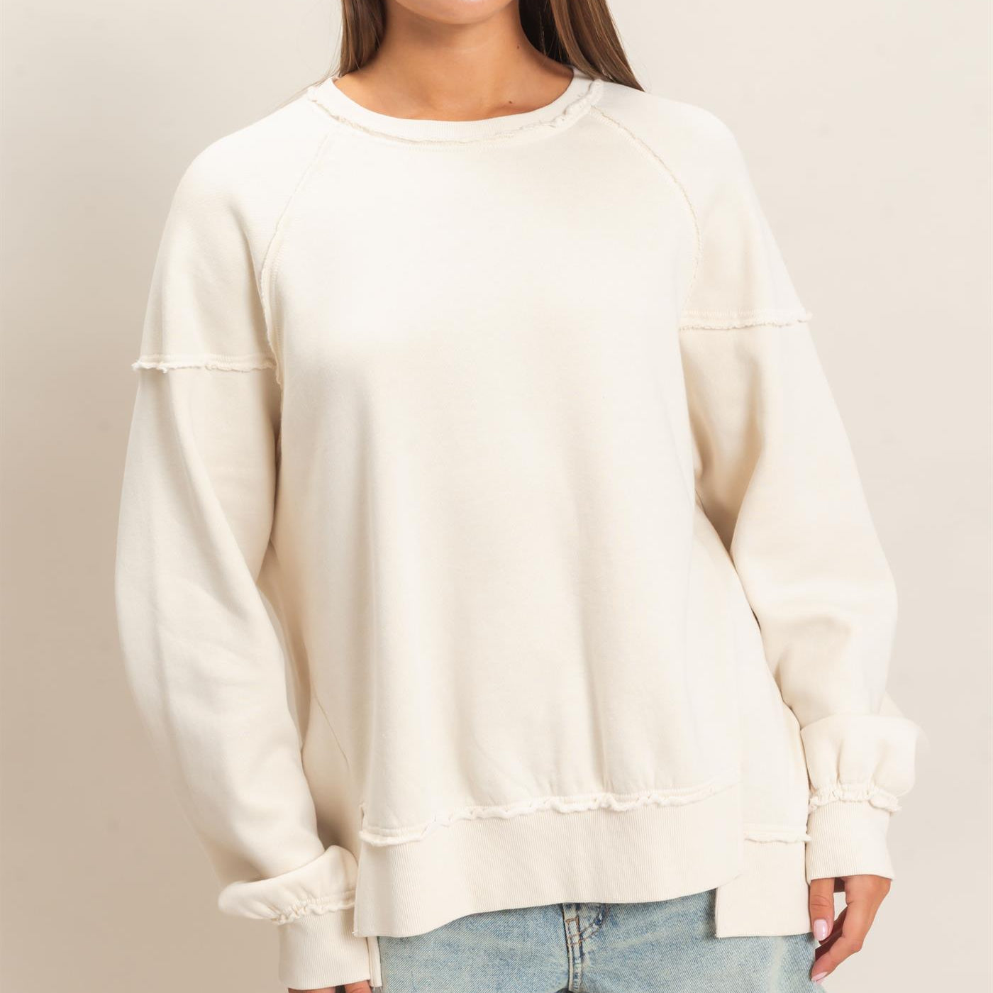 Wholesale Acid Wash Raw Edge Sweatshirt Sweatshirts DZ26C910 ALPACA DOUBLE ZERO