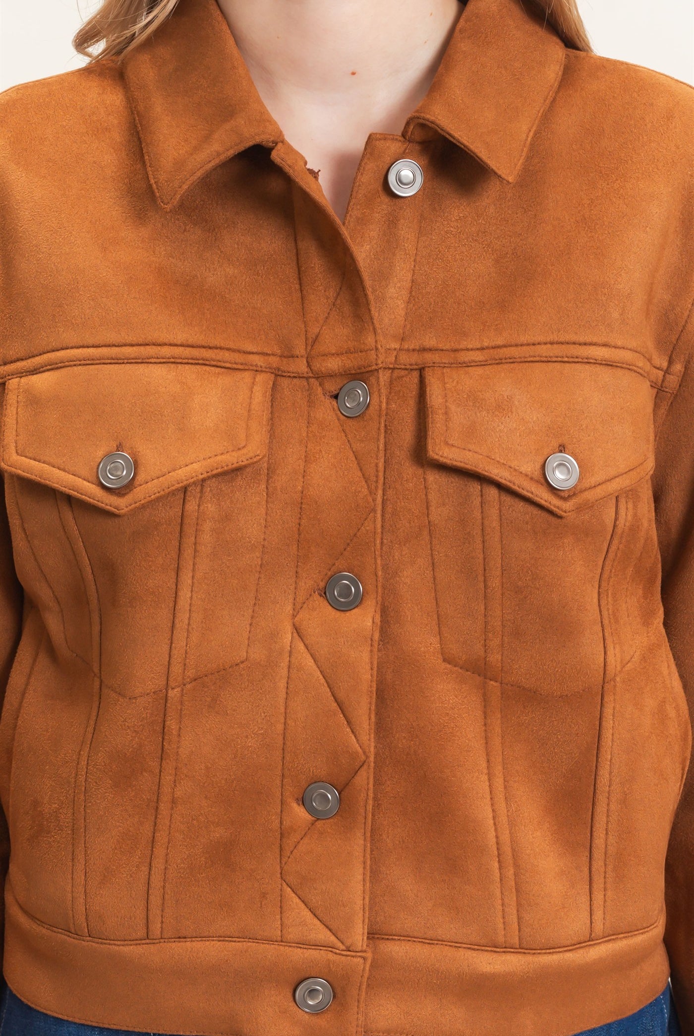 Wholesale Button-Up Suede Jacket Coats & Jackets HF26C772 BROWN HYFVE