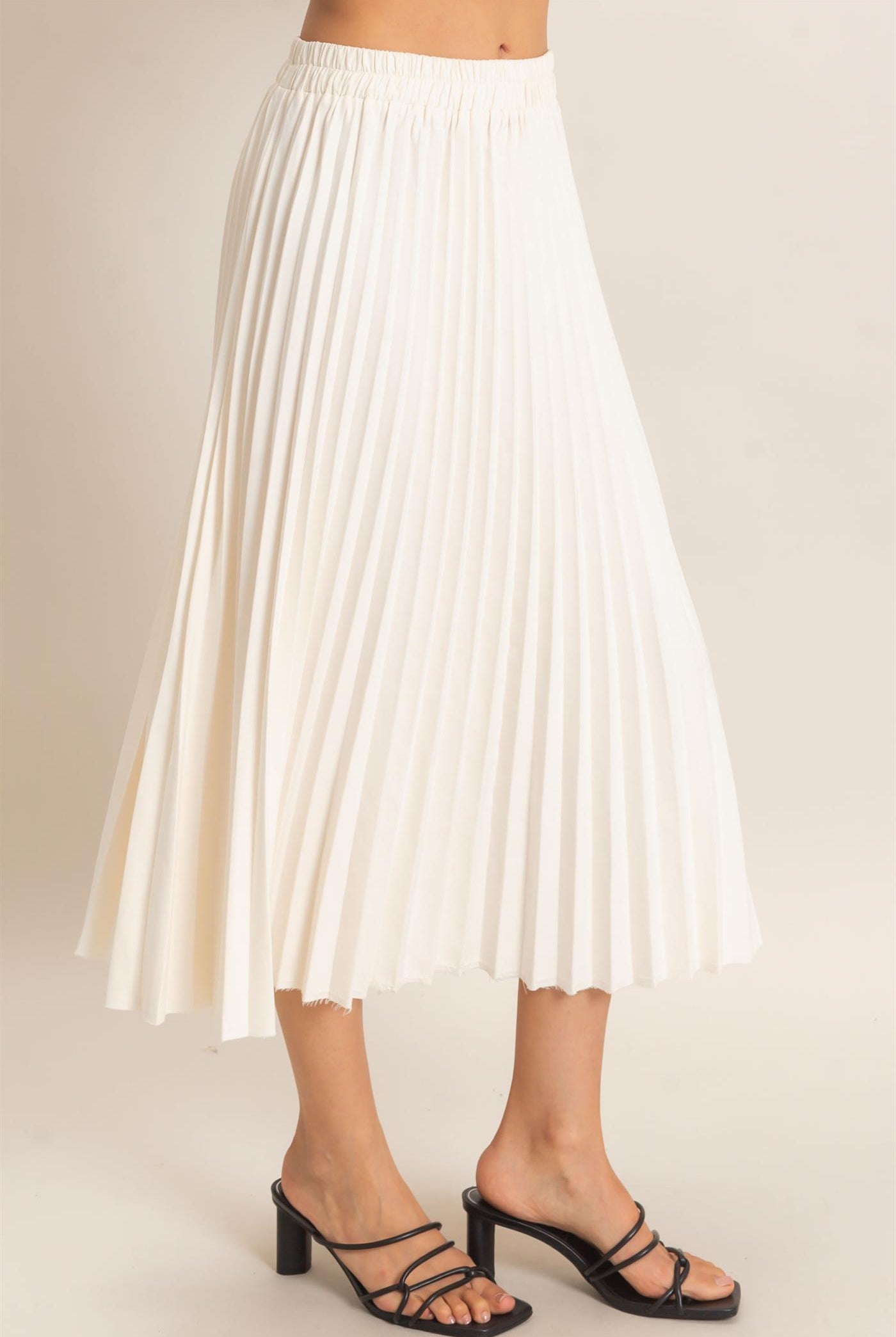 Wholesale Suede Accordion Pleated Skirt Skirts HF26F084-D CREAM HYFVE