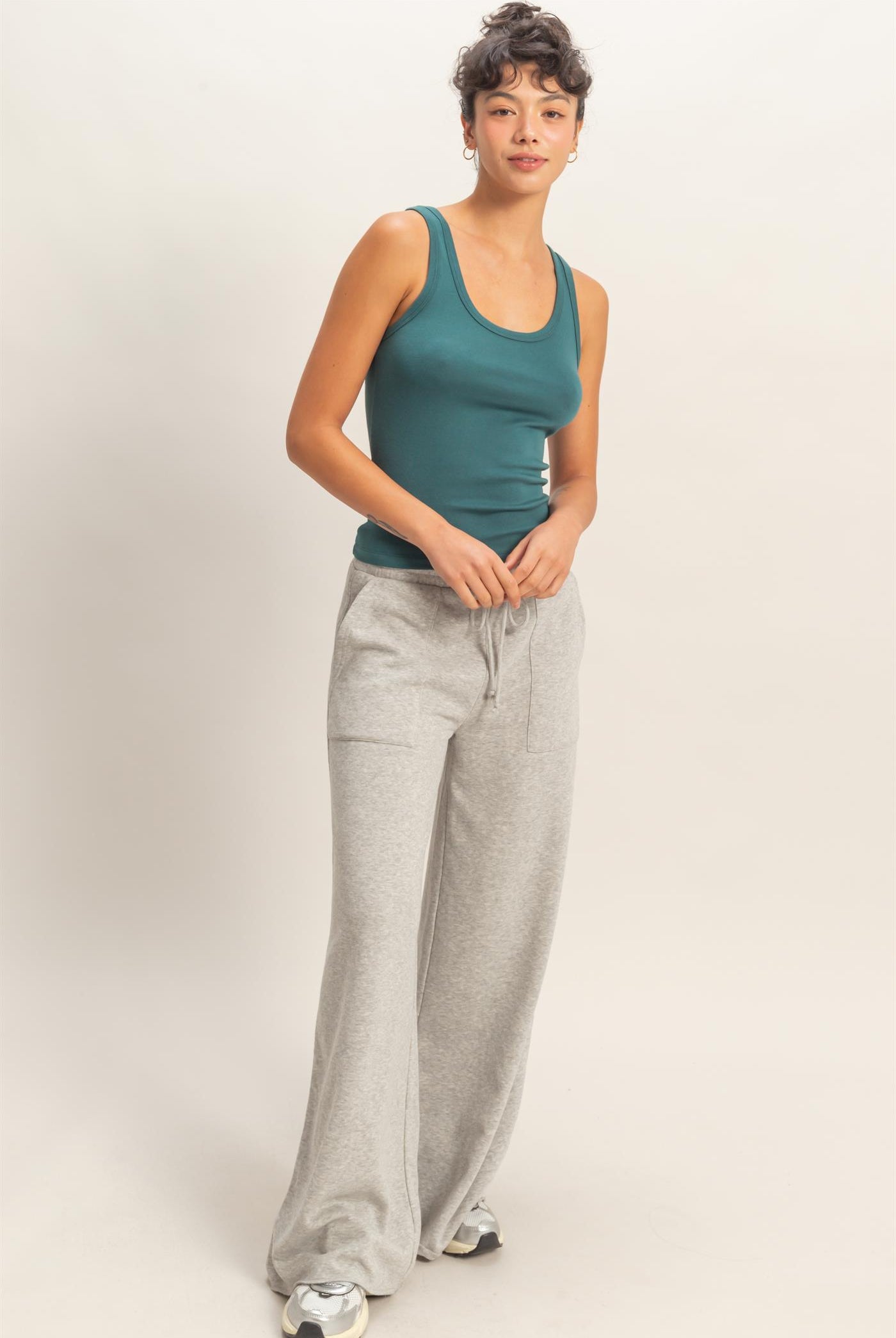 Wholesale Scoop Neck Tank Top Tank Tops DZ26A398 DARK TEAL DOUBLE ZERO