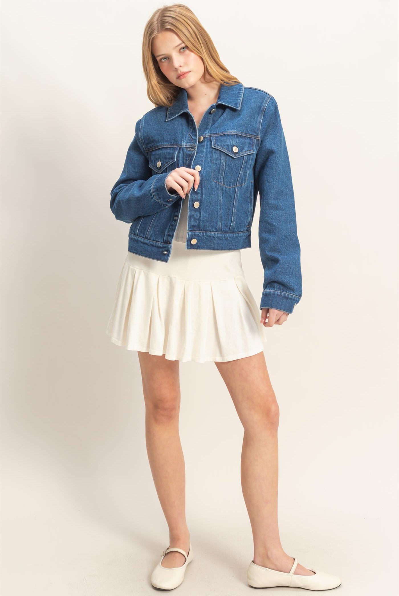 Wholesale Denim Button-Up Jacket Coats & Jackets HF26C725 BLUE HYFVE